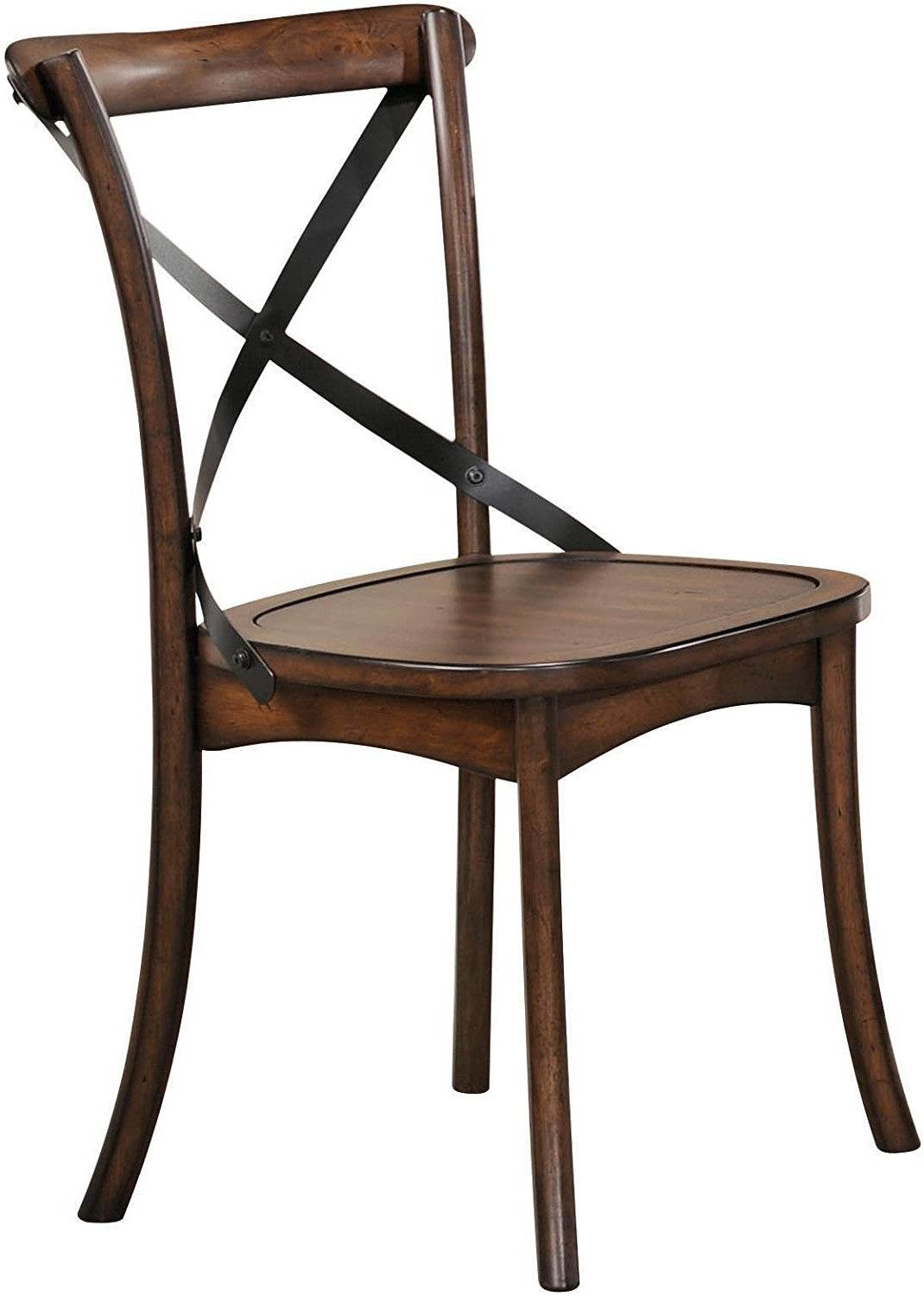 Set of Two Brown Cross Back Dining Side Chairs - Loft&Timber