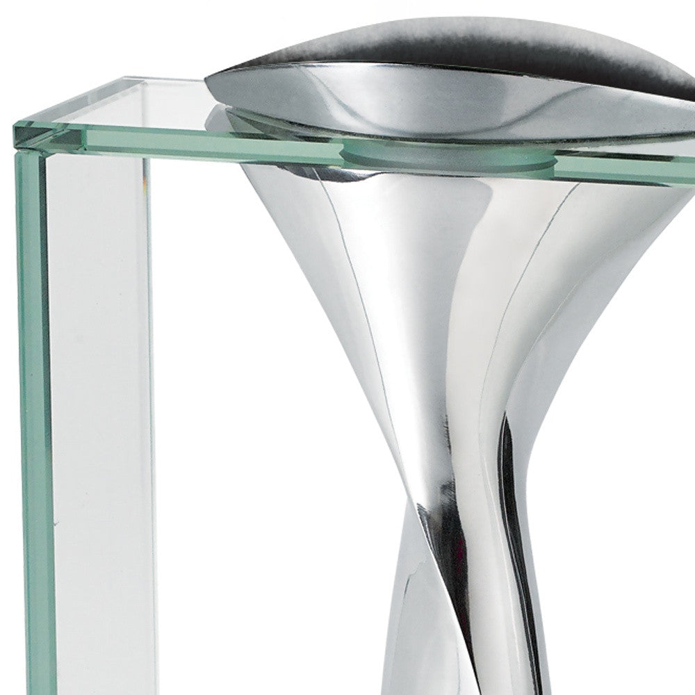 14" Clear Cylinder Aluminum And Crystal Glass Table Vase - Loft&Timber