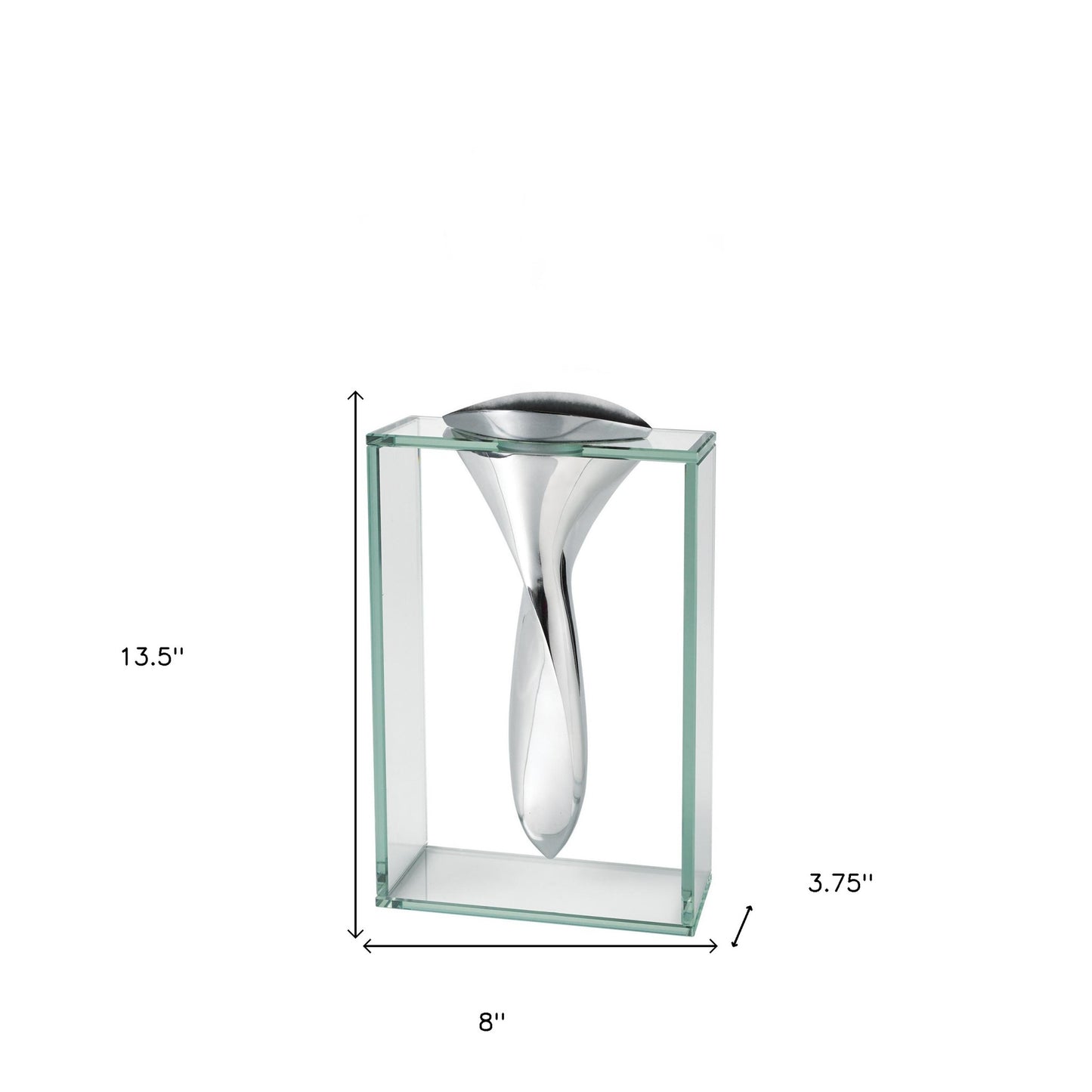14" Clear Cylinder Aluminum And Crystal Glass Table Vase - Loft&Timber