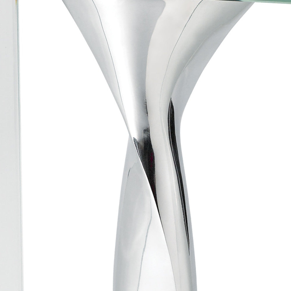 14" Clear Cylinder Aluminum And Crystal Glass Table Vase - Loft&Timber