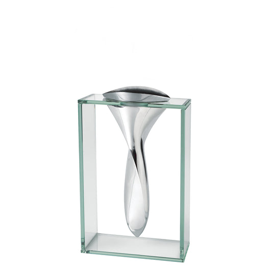 14" Clear Cylinder Aluminum And Crystal Glass Table Vase - Loft&Timber