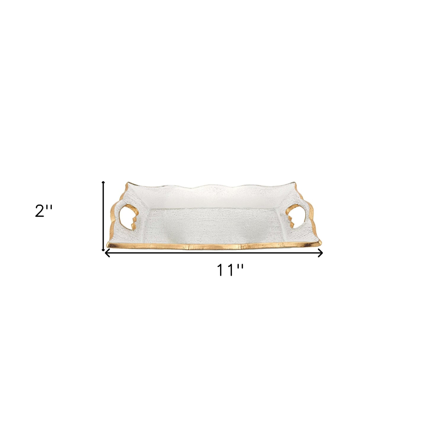 11" Clear And Gold Seeded Glass Serving Tray With Handles - Loft&Timber
