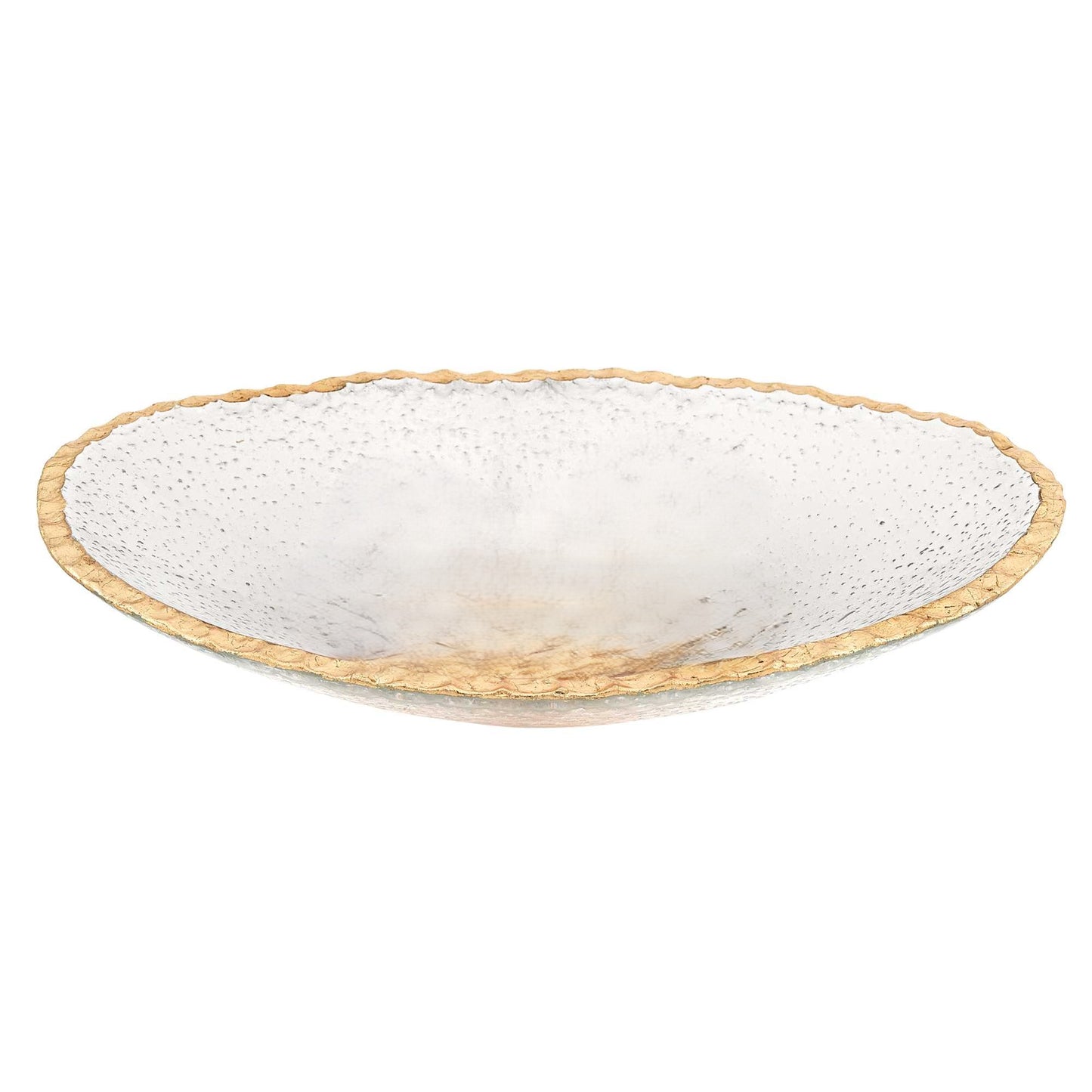 8" Clear And Gold Glass Scalloped Edge Oval Serving Bowl - Loft&Timber