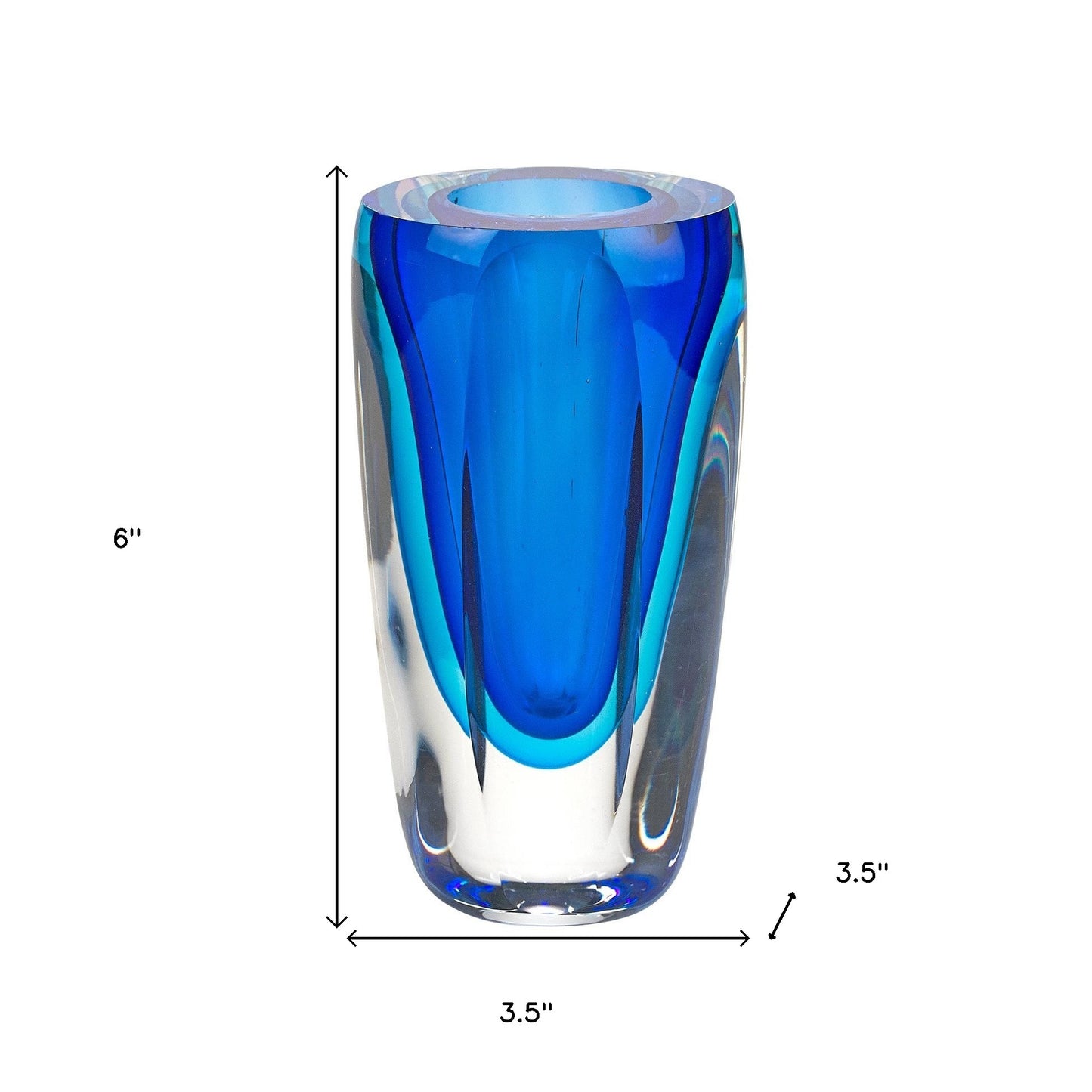 6" Blue And Clear Cylinder Crystal Glass Table Vase - Loft&Timber