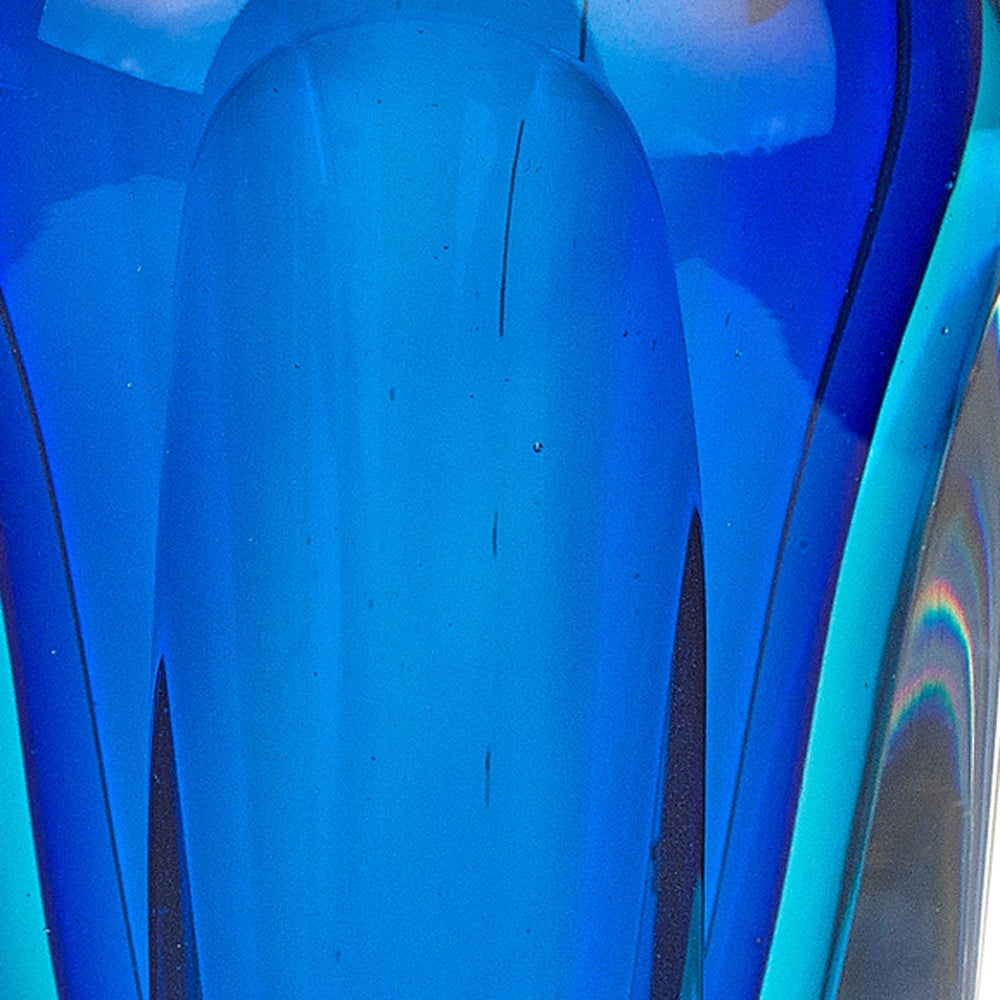 6" Blue And Clear Cylinder Crystal Glass Table Vase - Loft&Timber