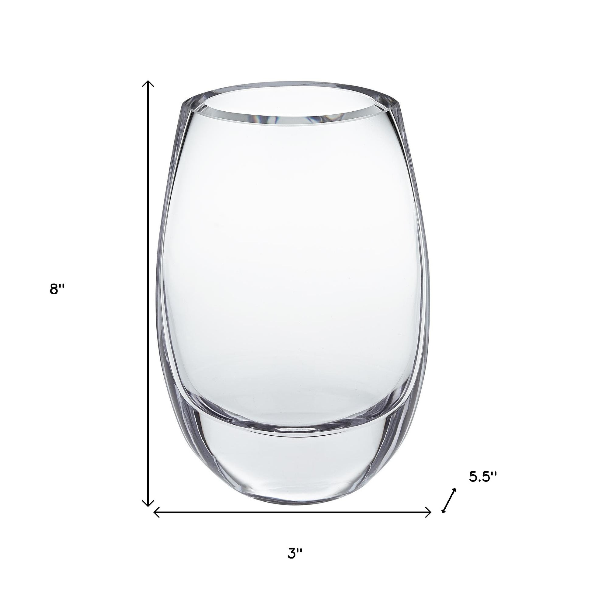 8" Clear Oval Crystal Glass Table Vase - Loft&Timber