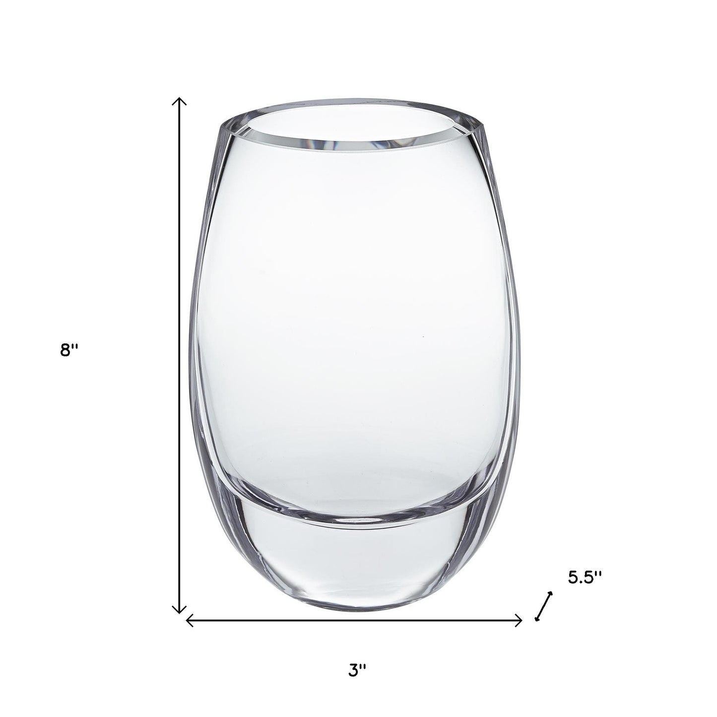 8" Clear Oval Crystal Glass Table Vase - Loft&Timber