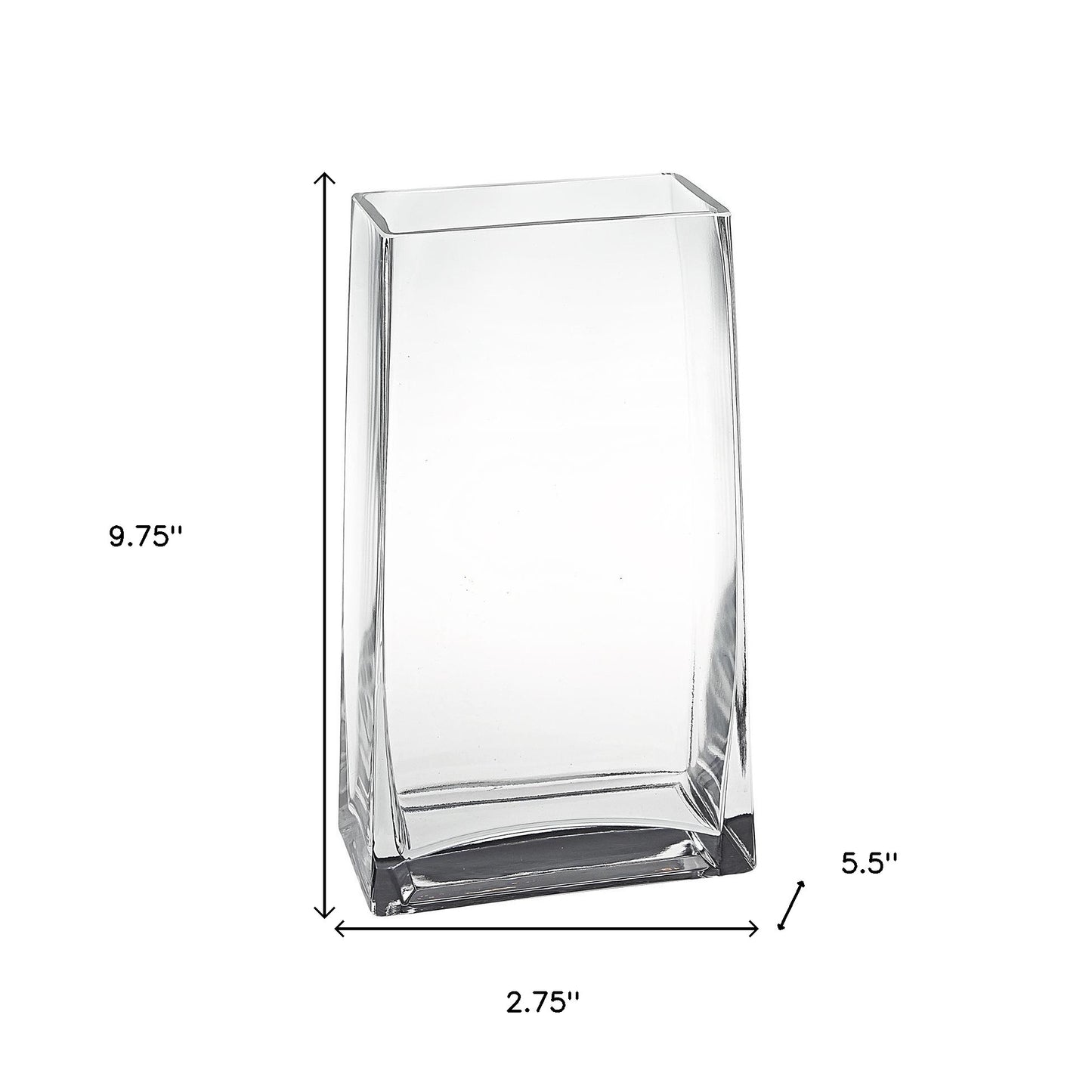 10" Clear Crystal Glass Rectangular Table Vase - Loft&Timber