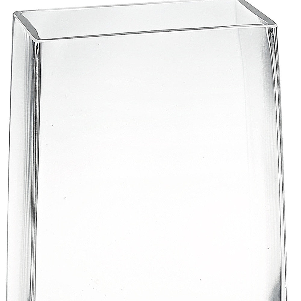 10" Clear Crystal Glass Rectangular Table Vase - Loft&Timber