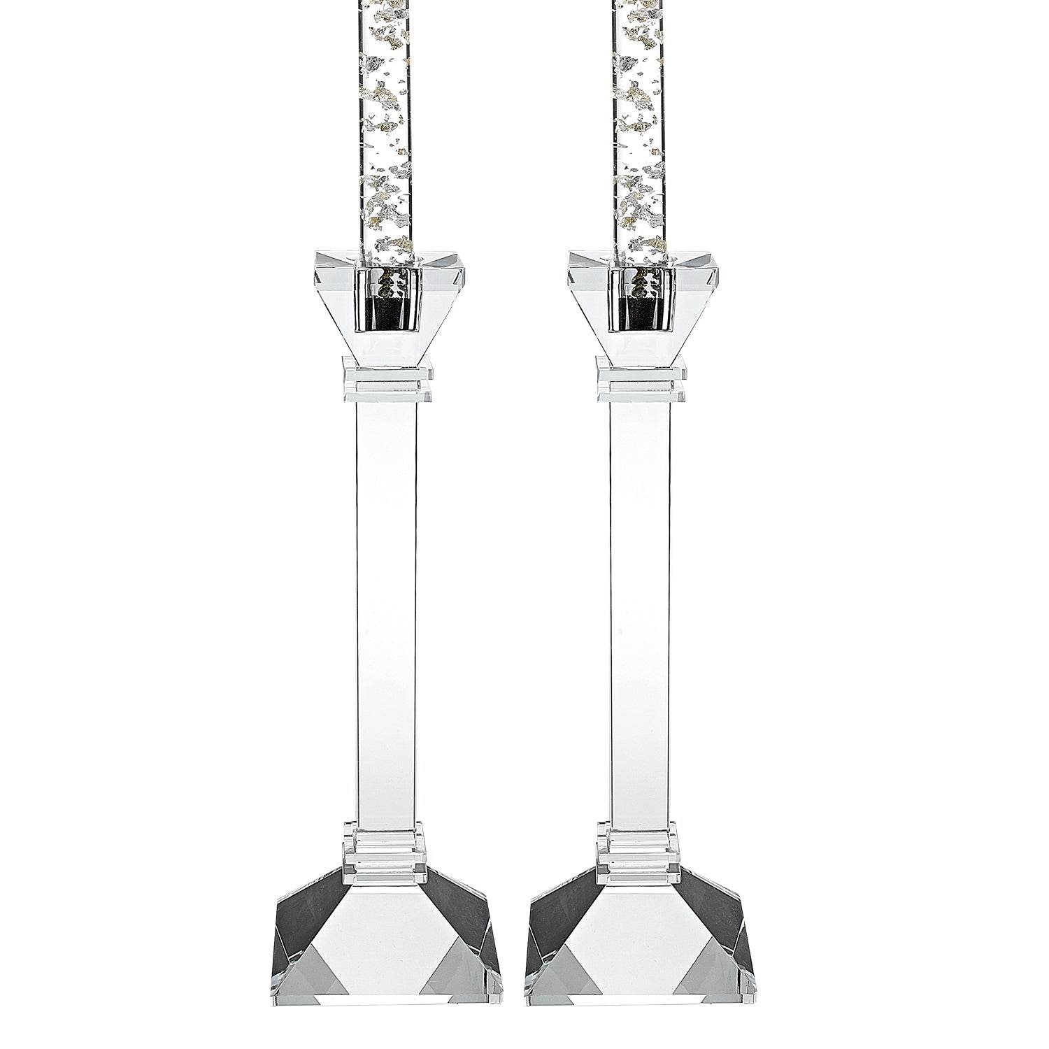 Set of Two Clear Crystal Tabletop Candle Holders - Loft&Timber