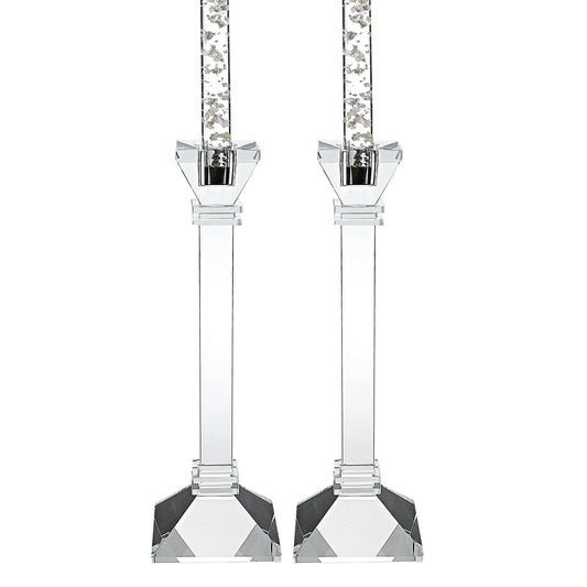Set of Two Clear Crystal Tabletop Candle Holders - Loft&Timber