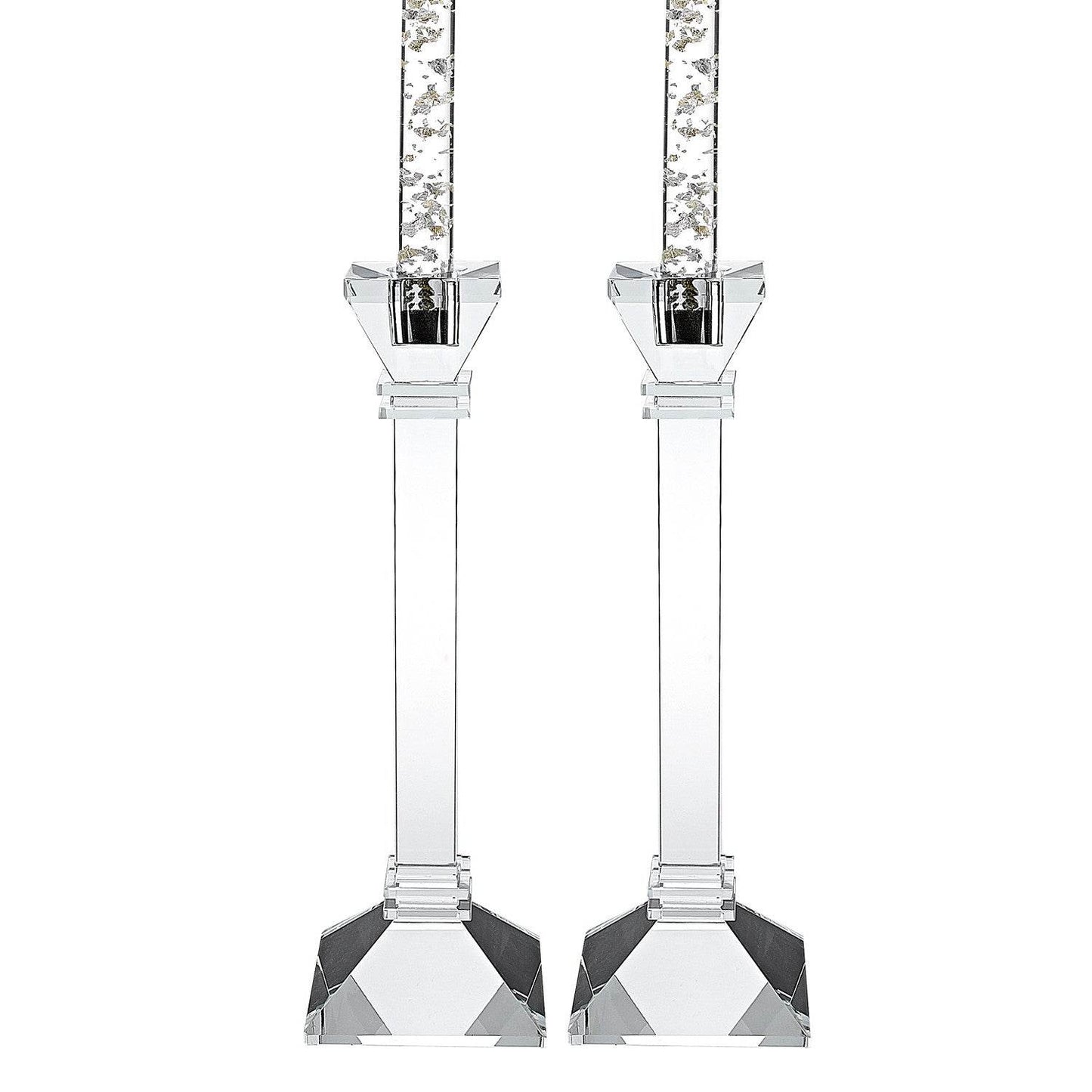 Set of Two Clear Crystal Tabletop Candle Holders - Loft&Timber