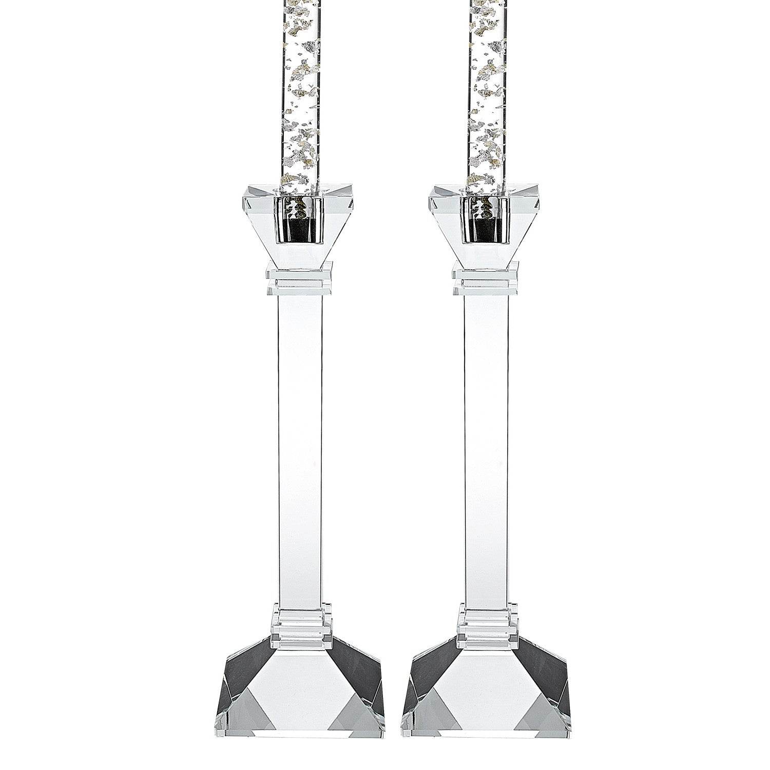 Set of Two Clear Crystal Tabletop Candle Holders - Loft&Timber