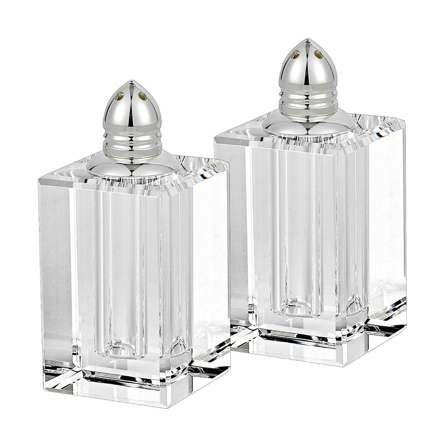 Set of Two Clear And Silver Crystal Pepper Shakers - Loft&Timber