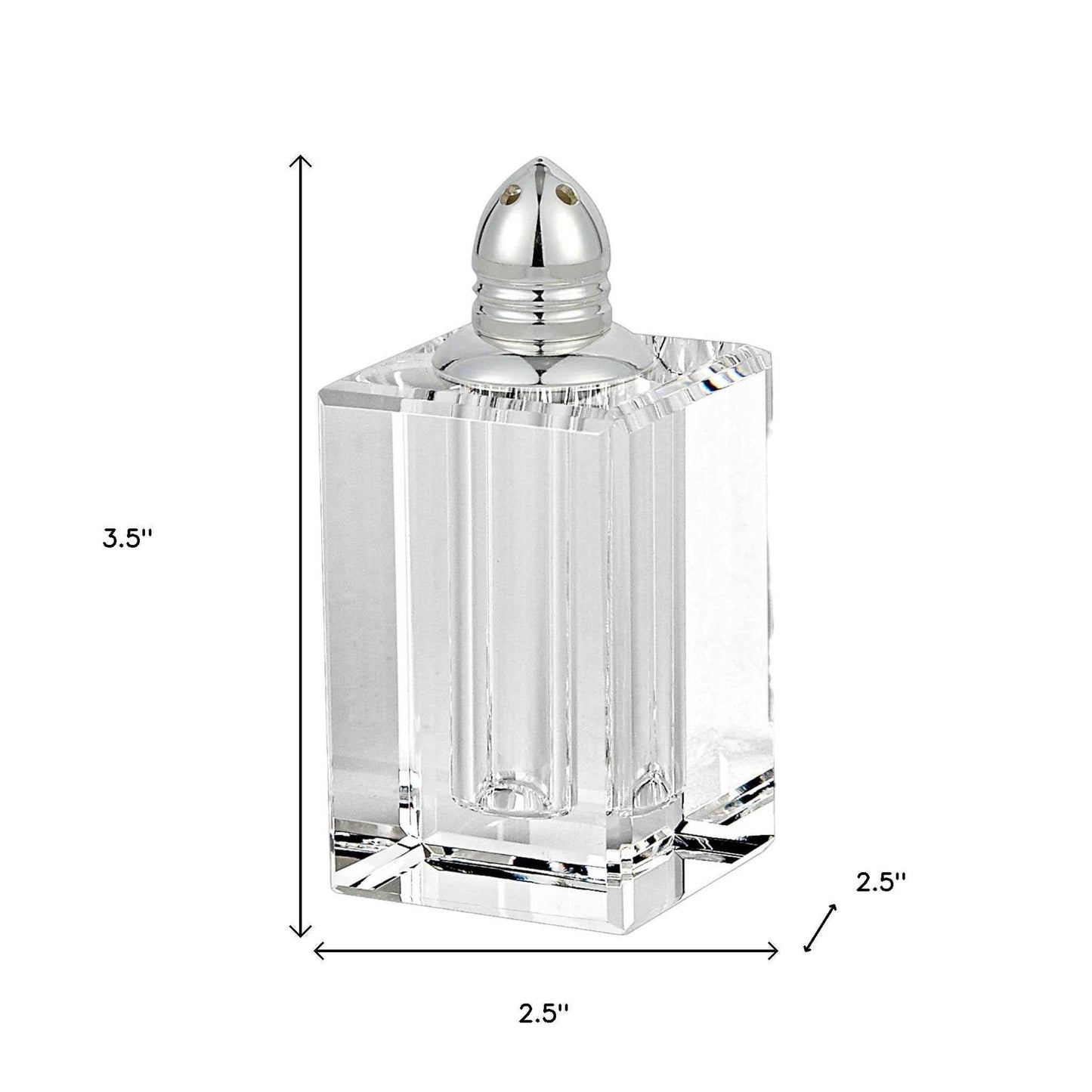 Set of Two Clear And Silver Crystal Pepper Shakers - Loft&Timber