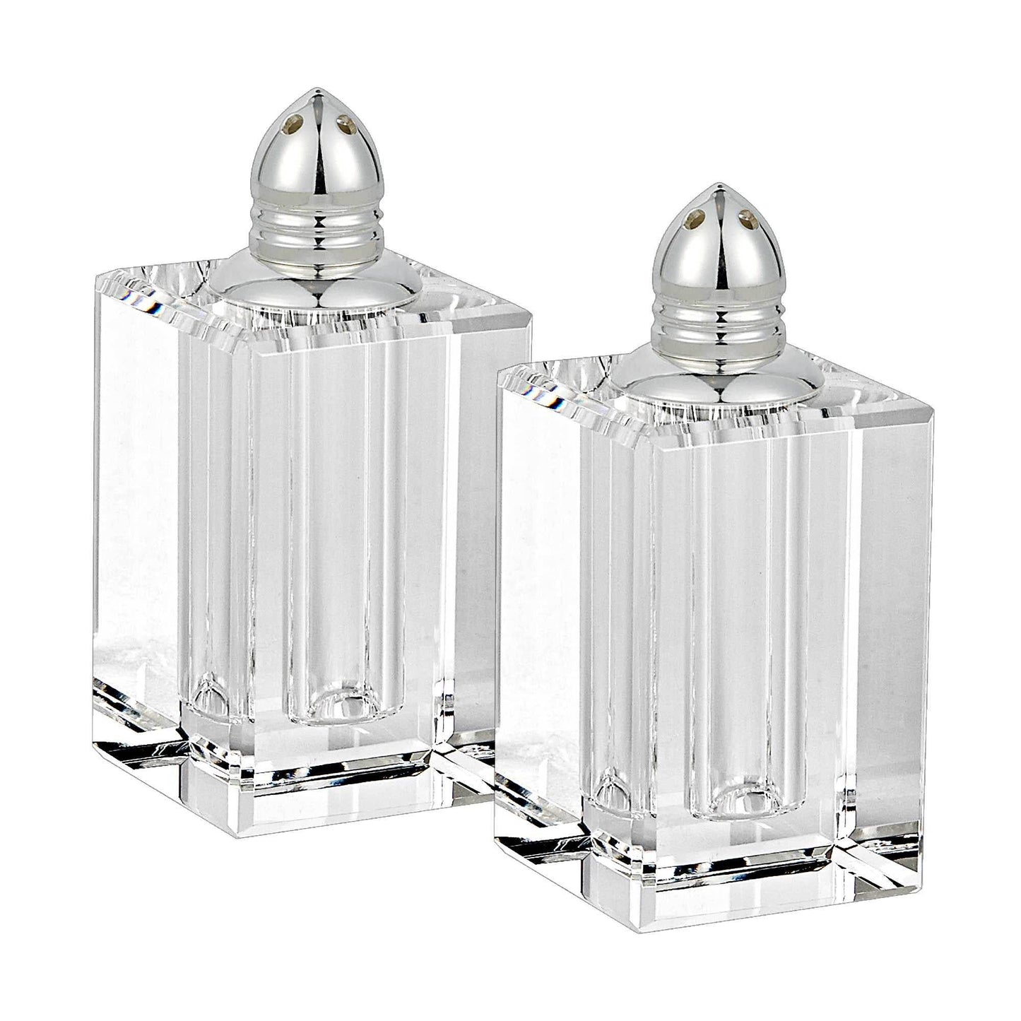 Set of Two Clear And Silver Crystal Pepper Shakers - Loft&Timber