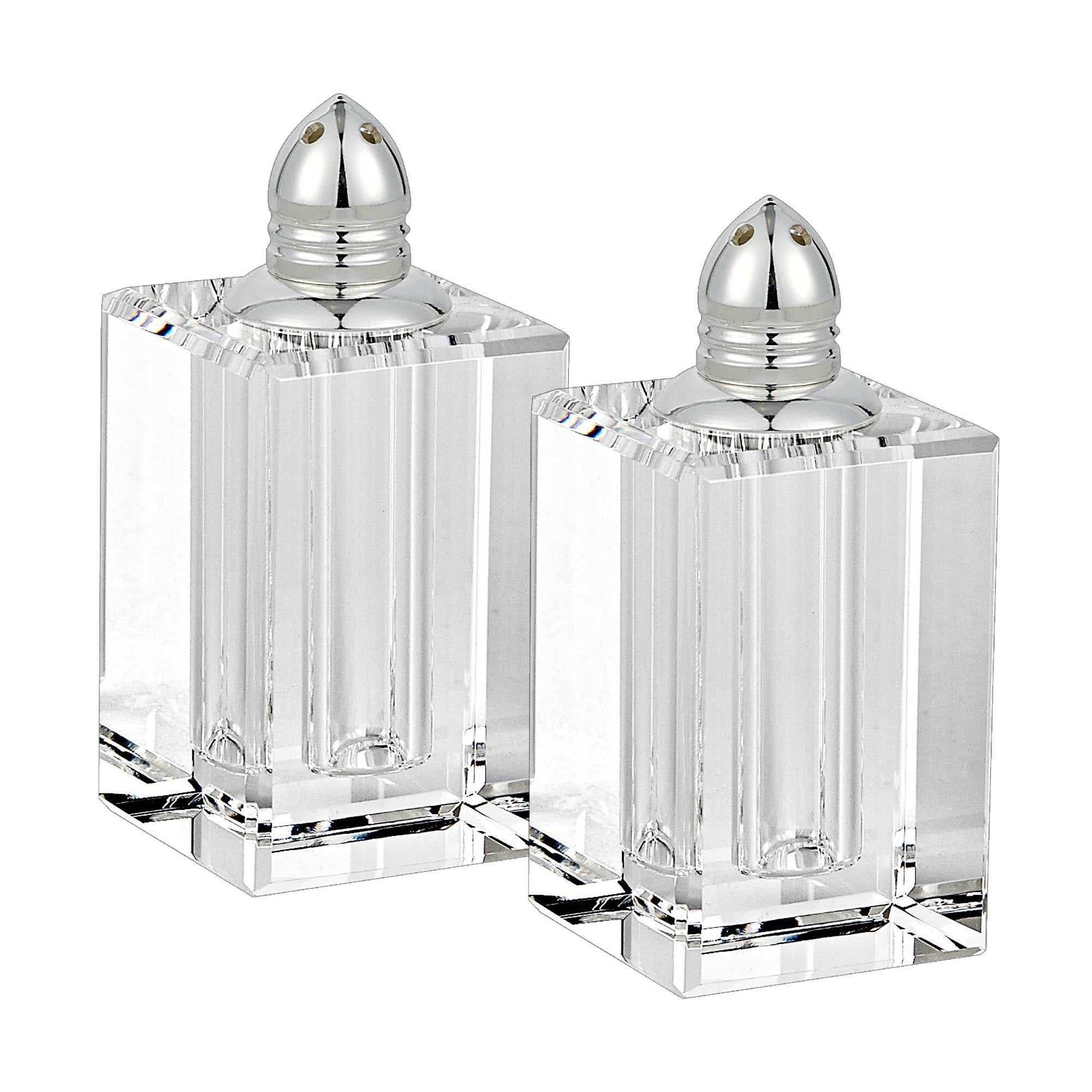 Set of Two Clear And Silver Crystal Pepper Shakers - Loft&Timber
