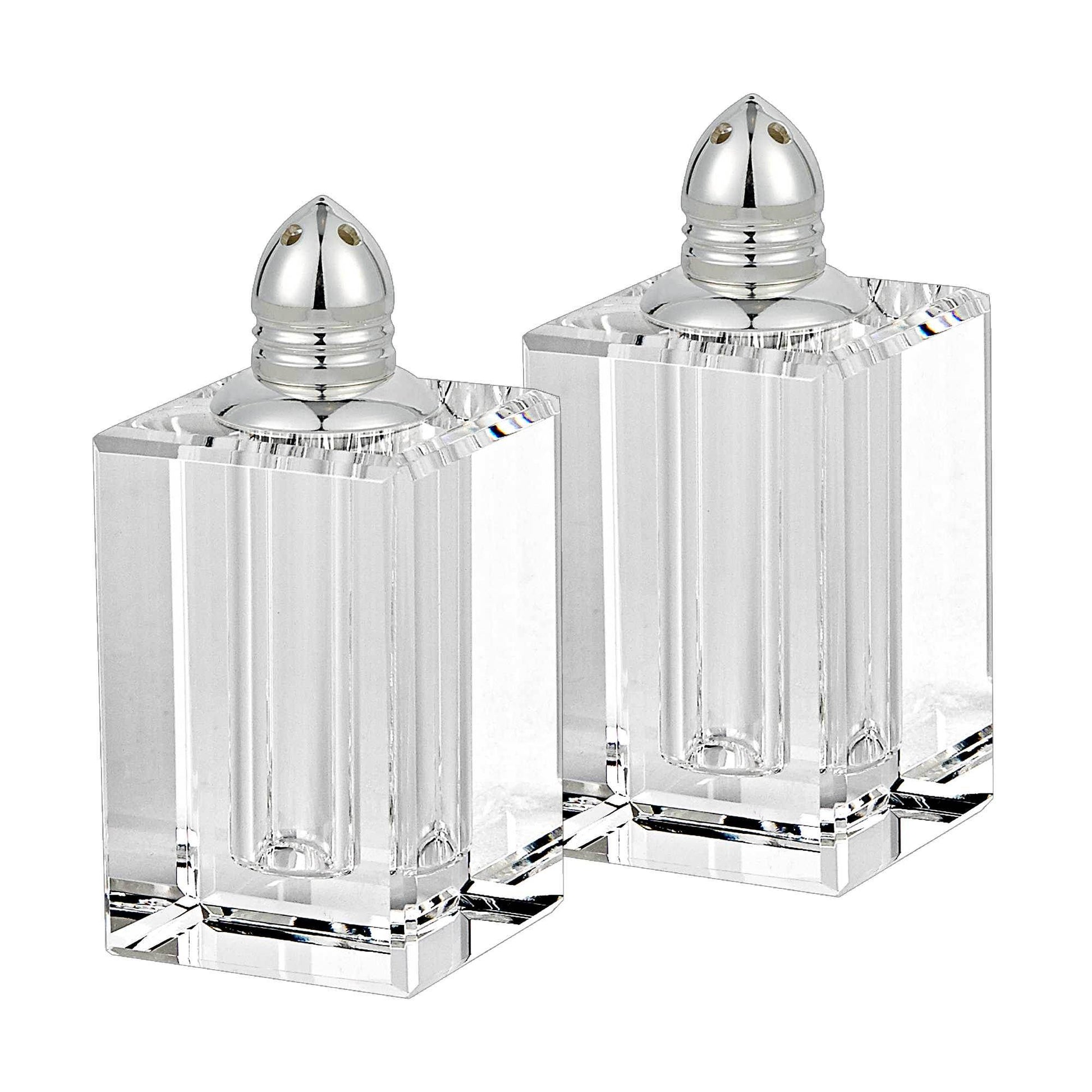 Set of Two Clear And Silver Crystal Pepper Shakers - Loft&Timber
