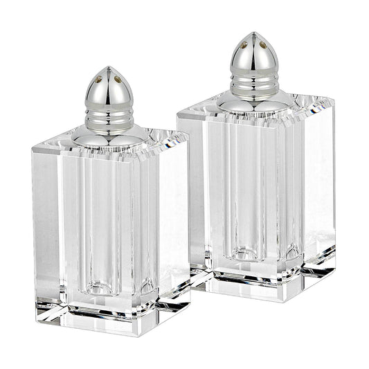 Set of Two Clear And Silver Crystal Pepper Shakers - Loft&Timber