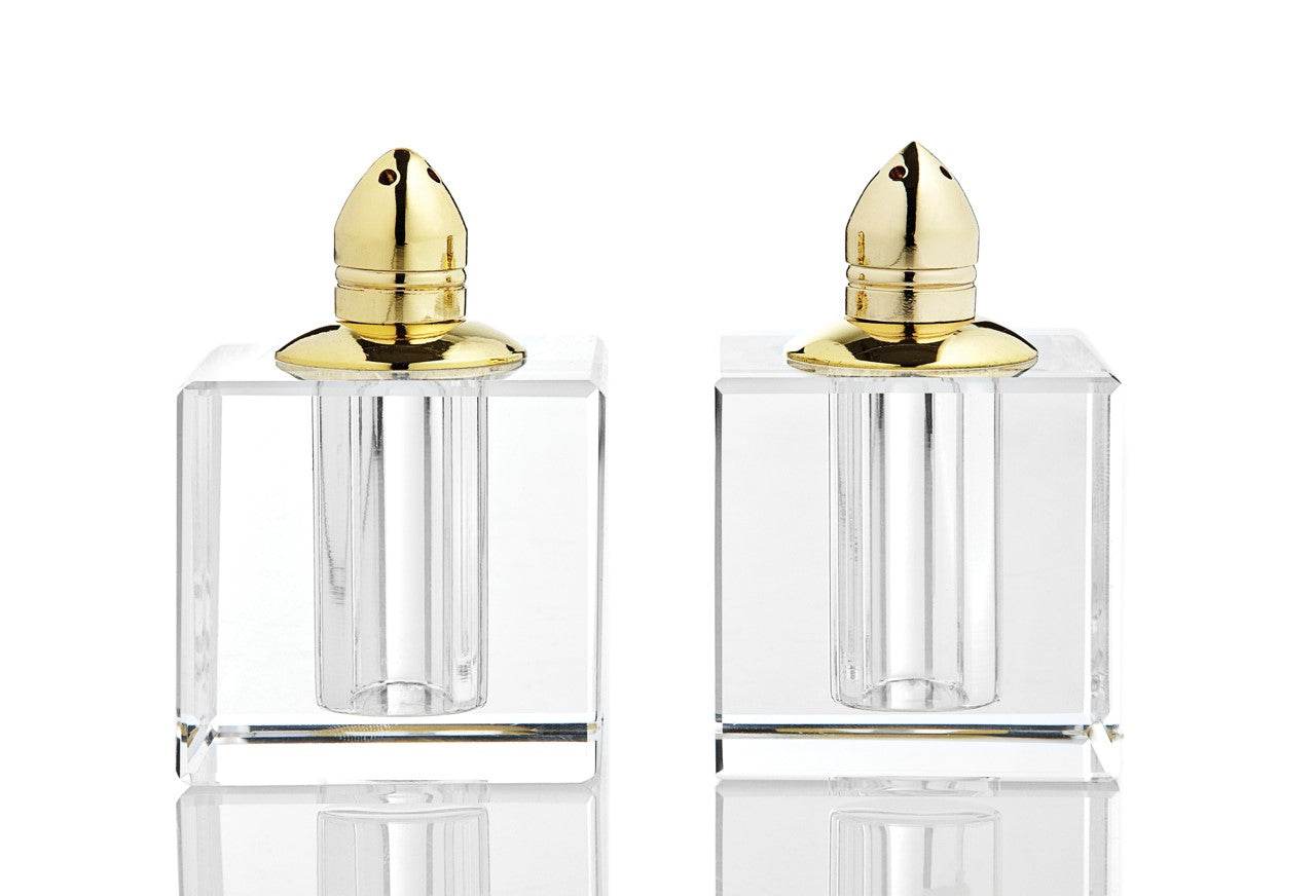 Set of Two Clear And Gold Crystal Pepper Shakers - Loft&Timber