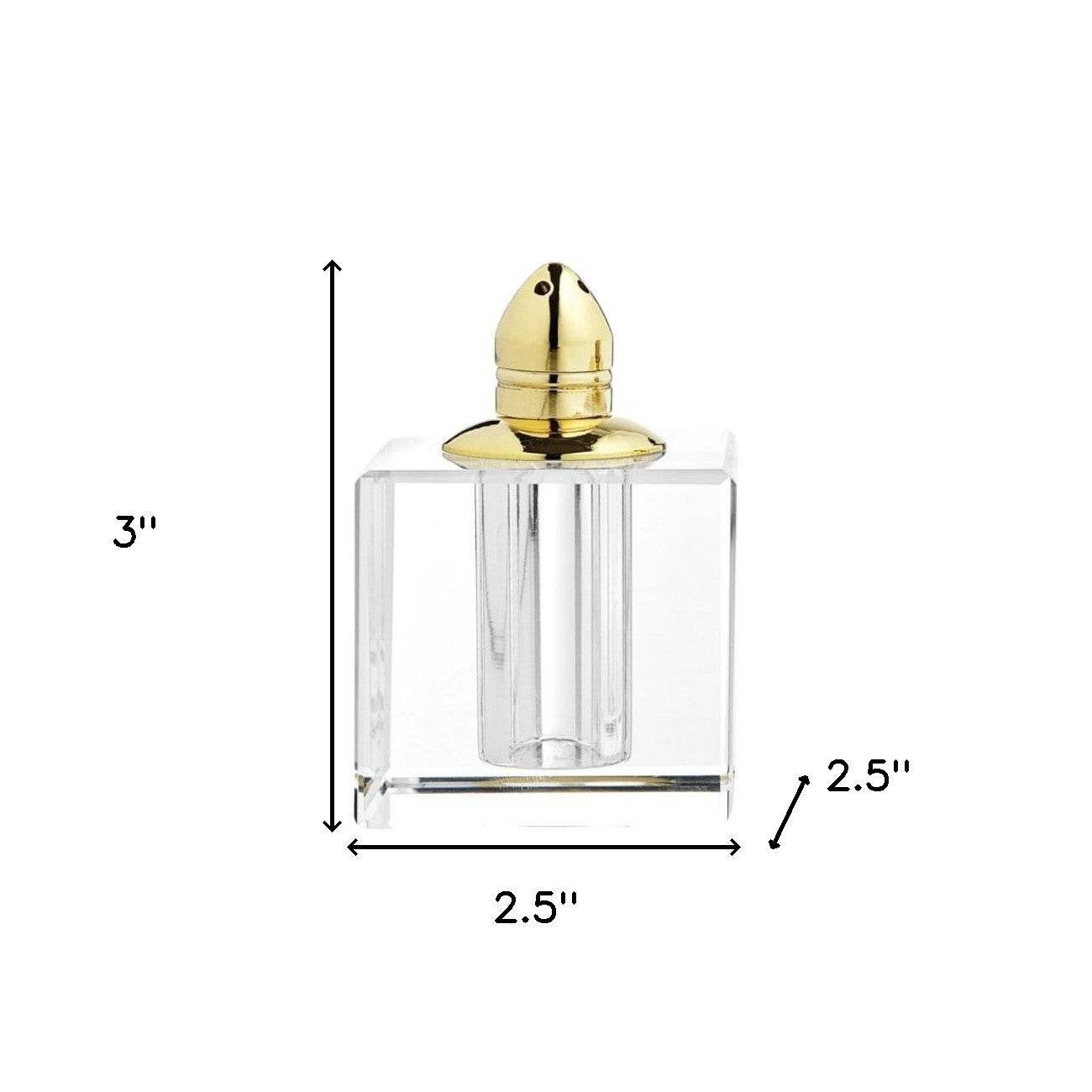 Set of Two Clear And Gold Crystal Pepper Shakers - Loft&Timber