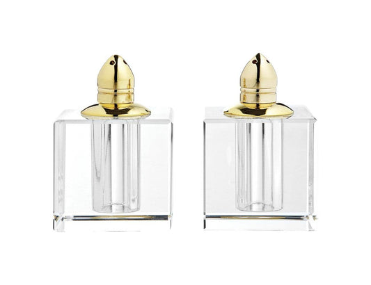 Set of Two Clear And Gold Crystal Pepper Shakers - Loft&Timber