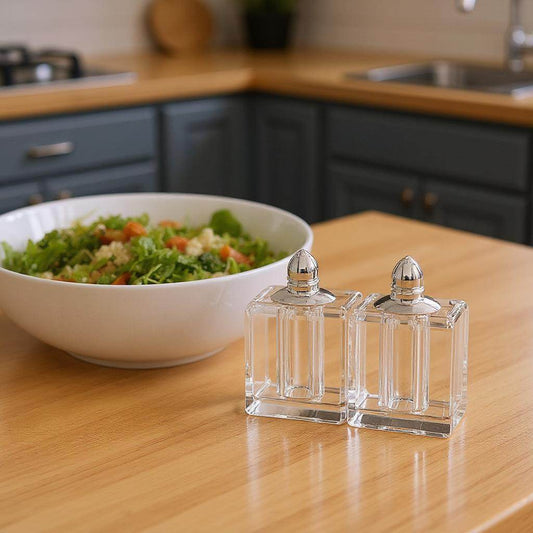 Set of Two Clear And Silver Crystal Pepper Shakers - Loft&Timber