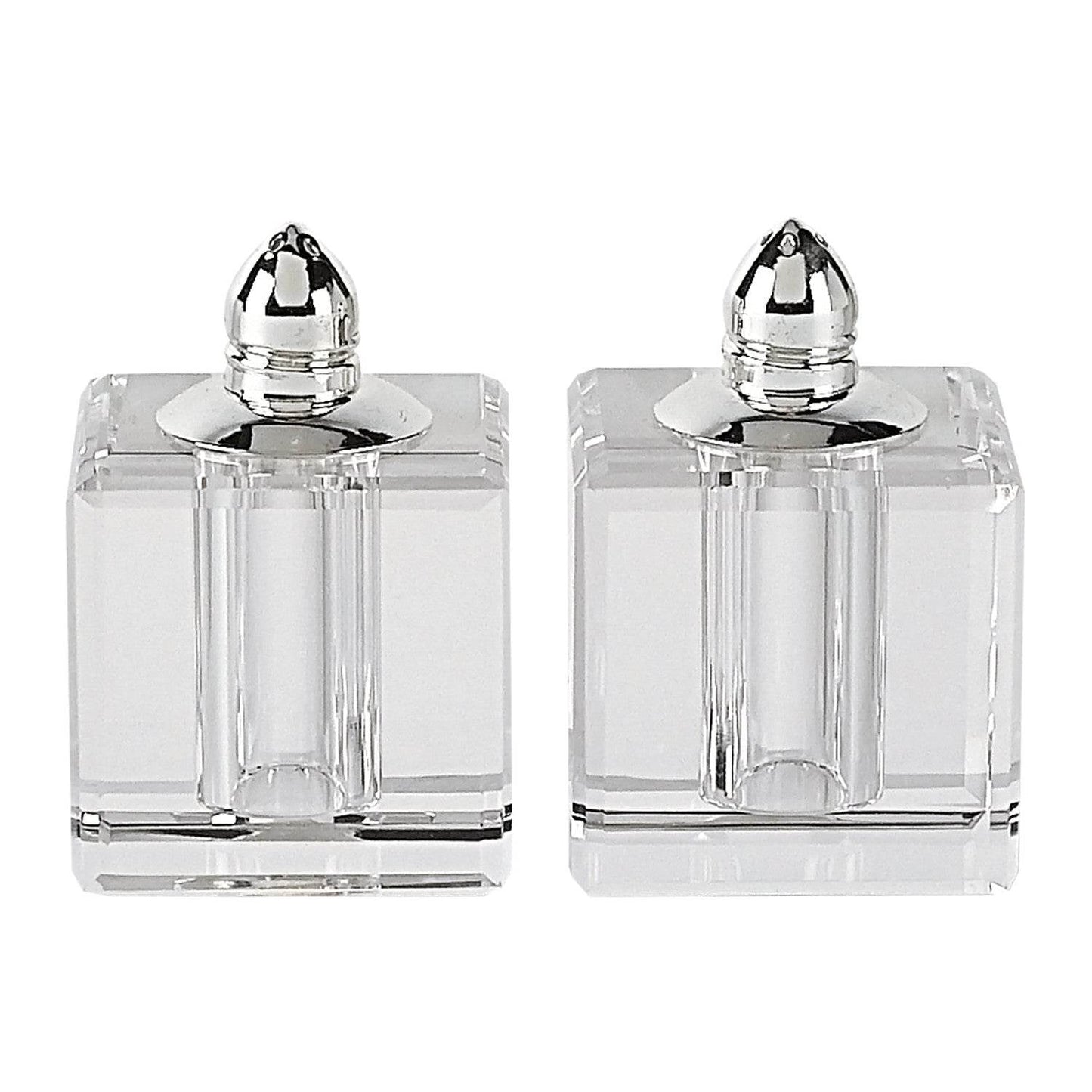 Set of Two Clear And Silver Crystal Pepper Shakers - Loft&Timber