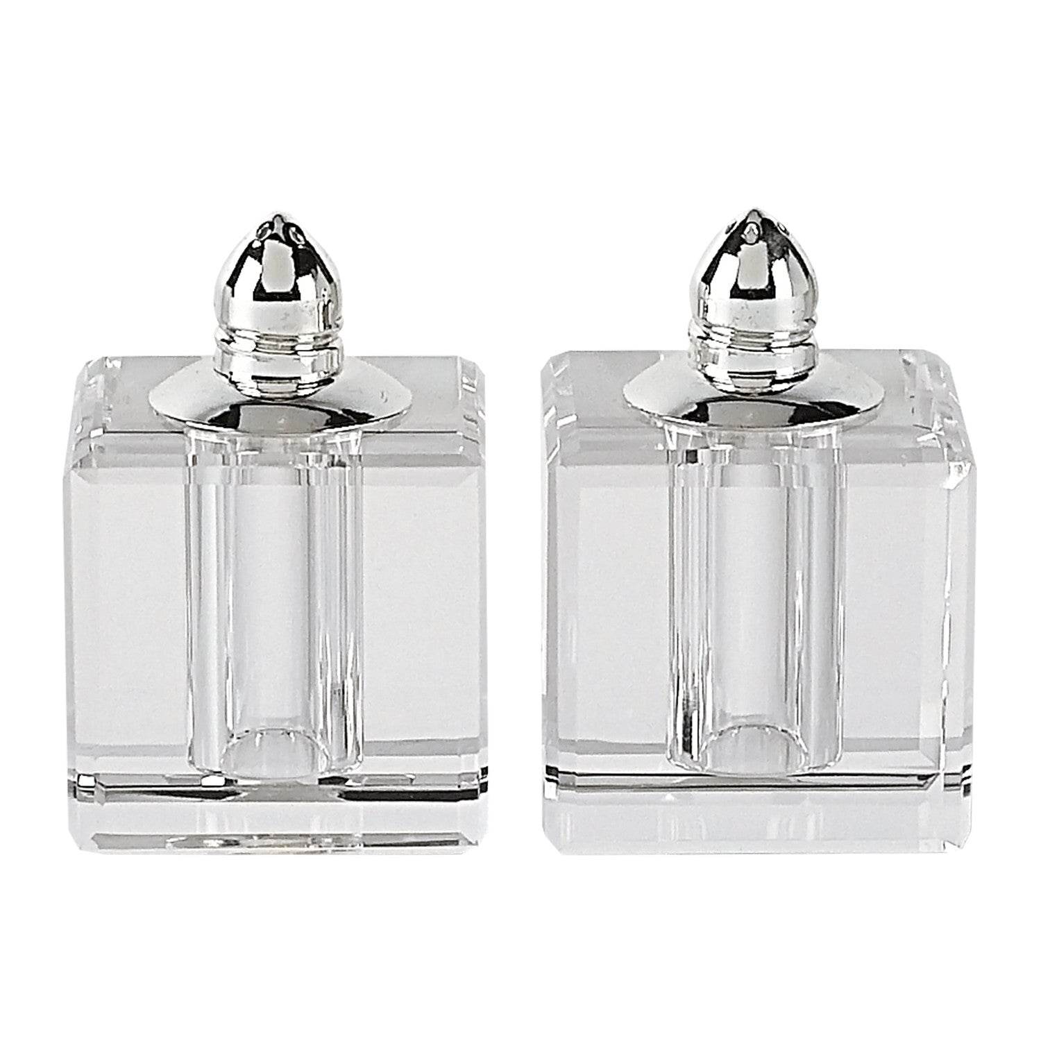 Set of Two Clear And Silver Crystal Pepper Shakers - Loft&Timber