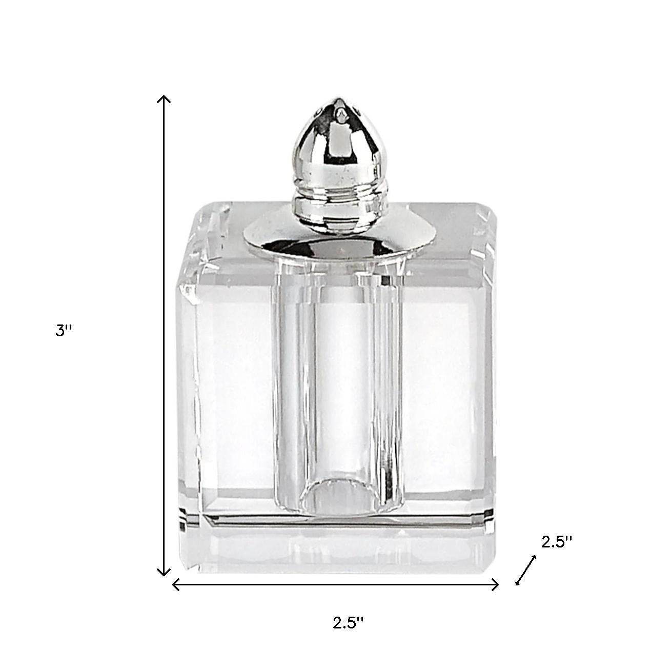 Set of Two Clear And Silver Crystal Pepper Shakers - Loft&Timber