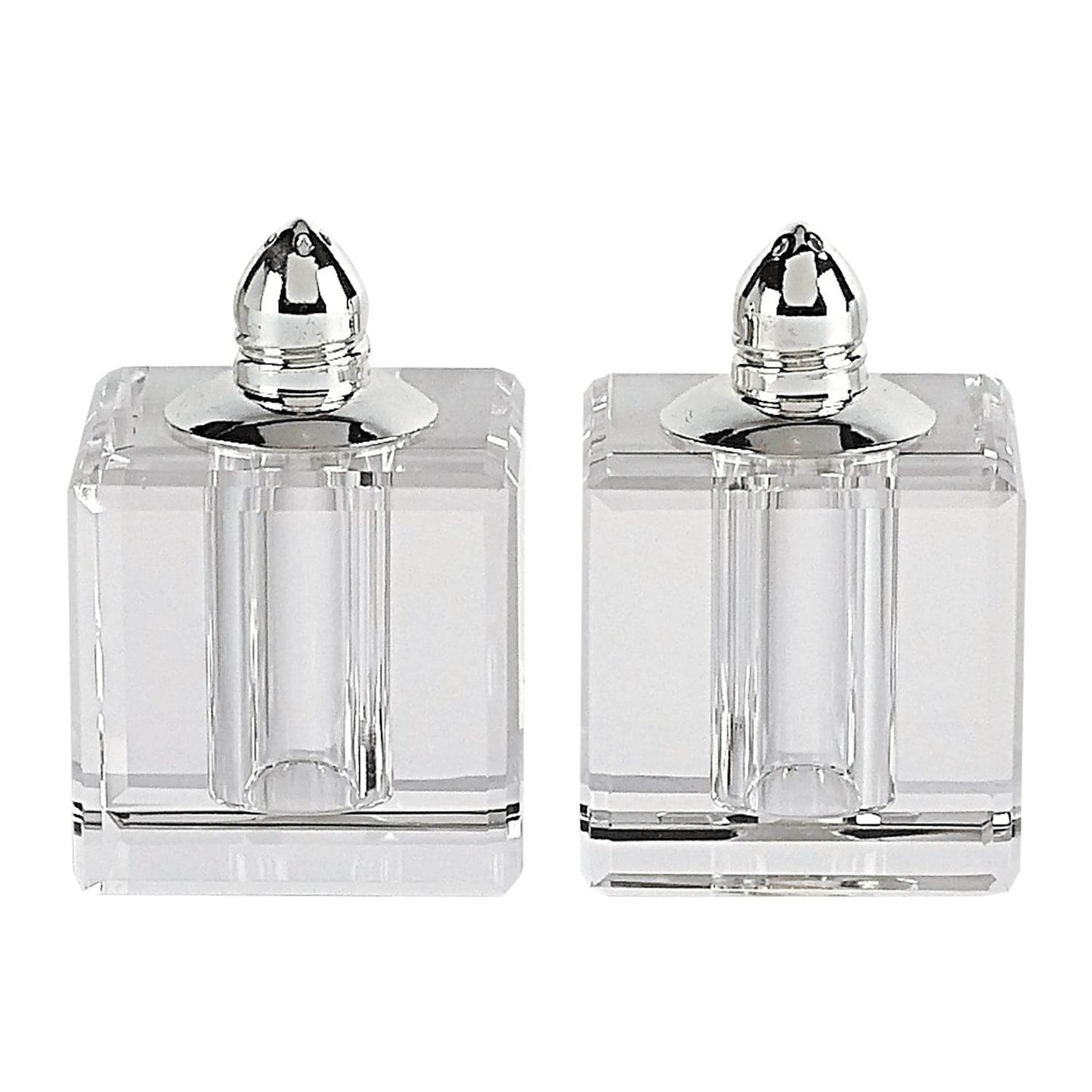Set of Two Clear And Silver Crystal Pepper Shakers - Loft&Timber