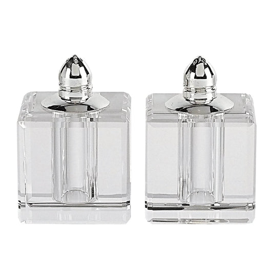 Set of Two Clear And Silver Crystal Pepper Shakers - Loft&Timber
