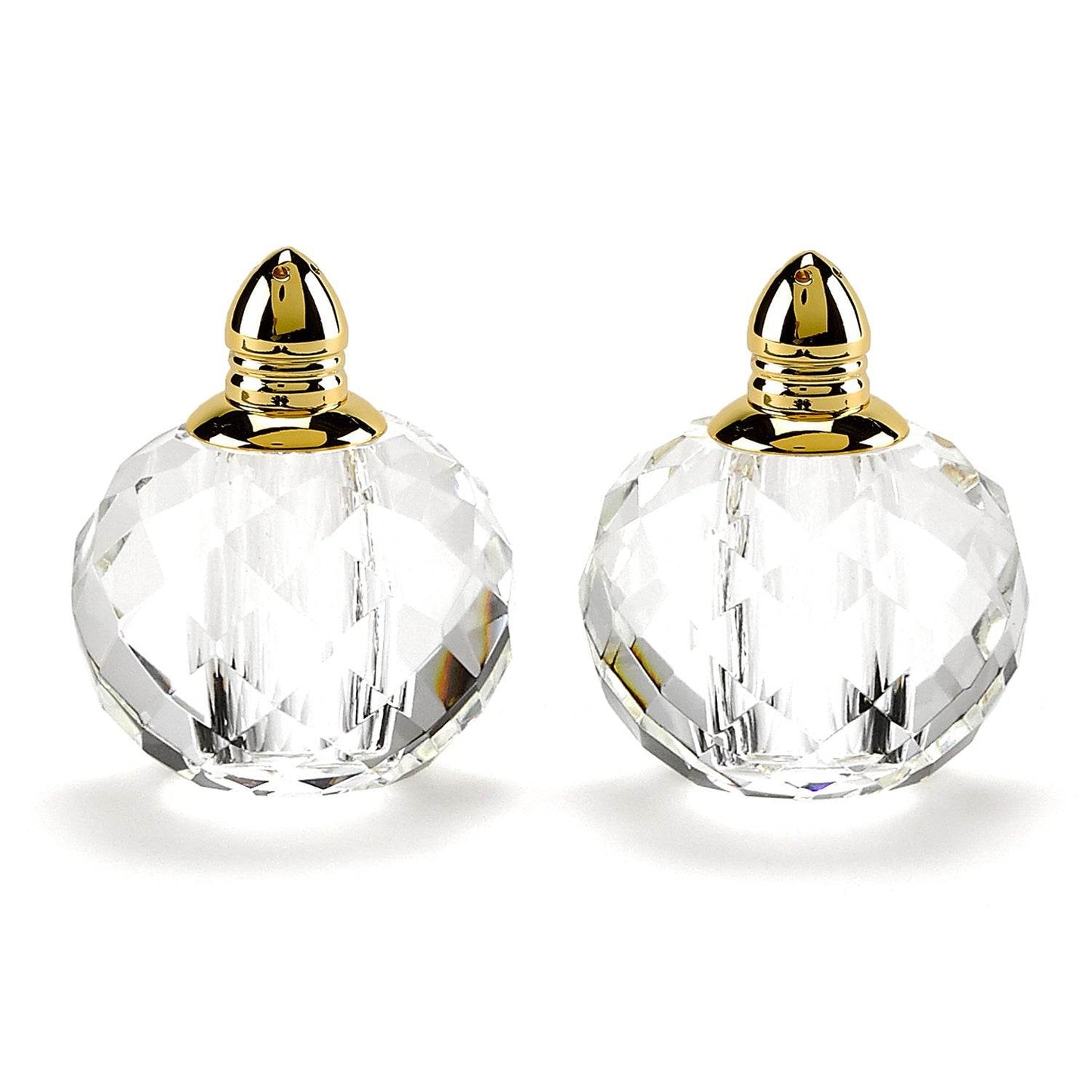 Set of Two Clear And Gold Crystal Geometric Pepper Shakers - Loft&Timber