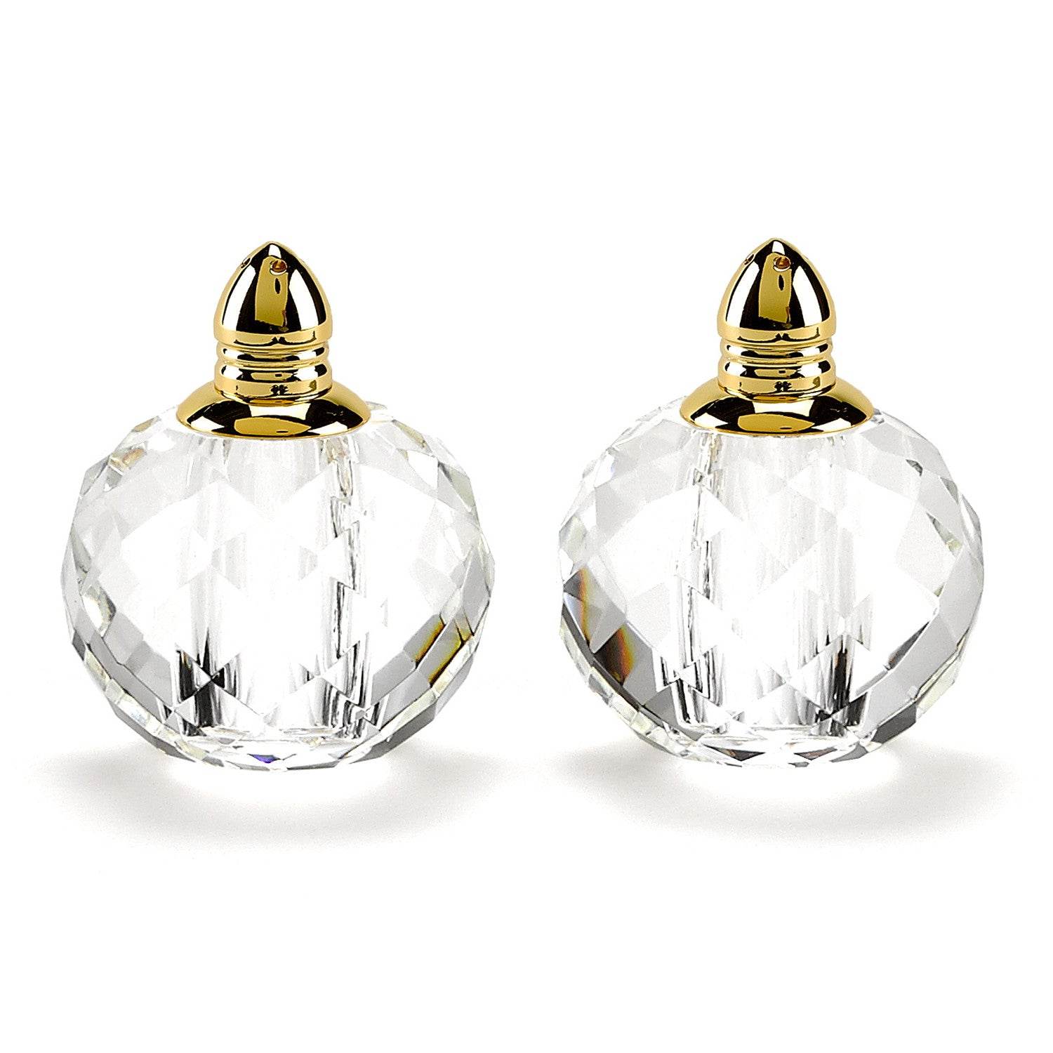 Set of Two Clear And Gold Crystal Geometric Pepper Shakers - Loft&Timber