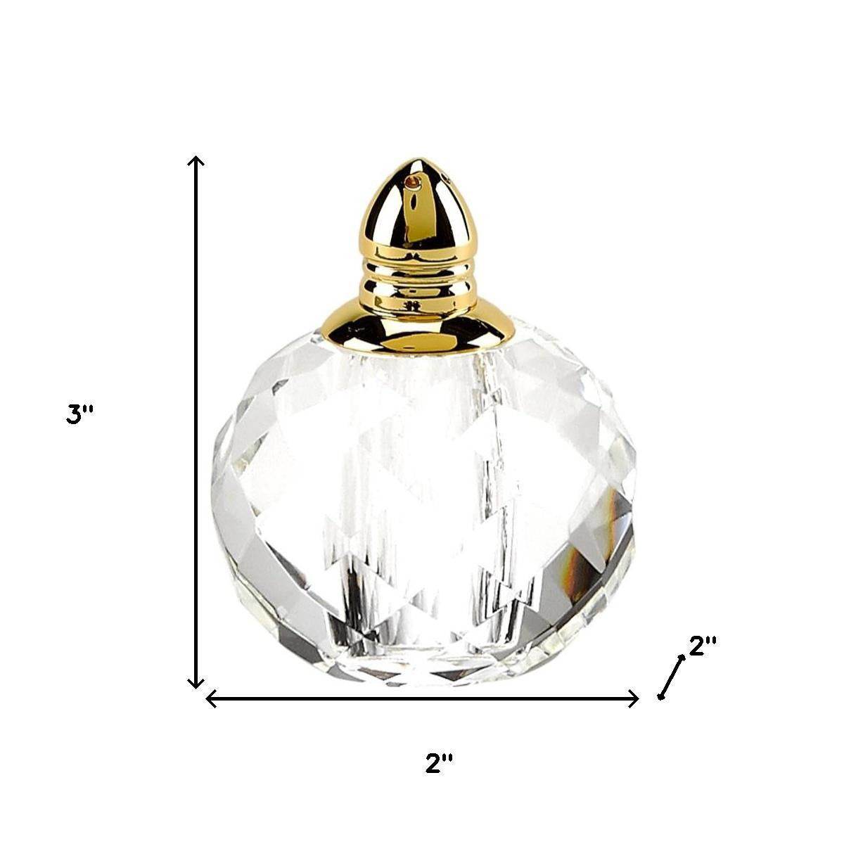 Set of Two Clear And Gold Crystal Geometric Pepper Shakers - Loft&Timber