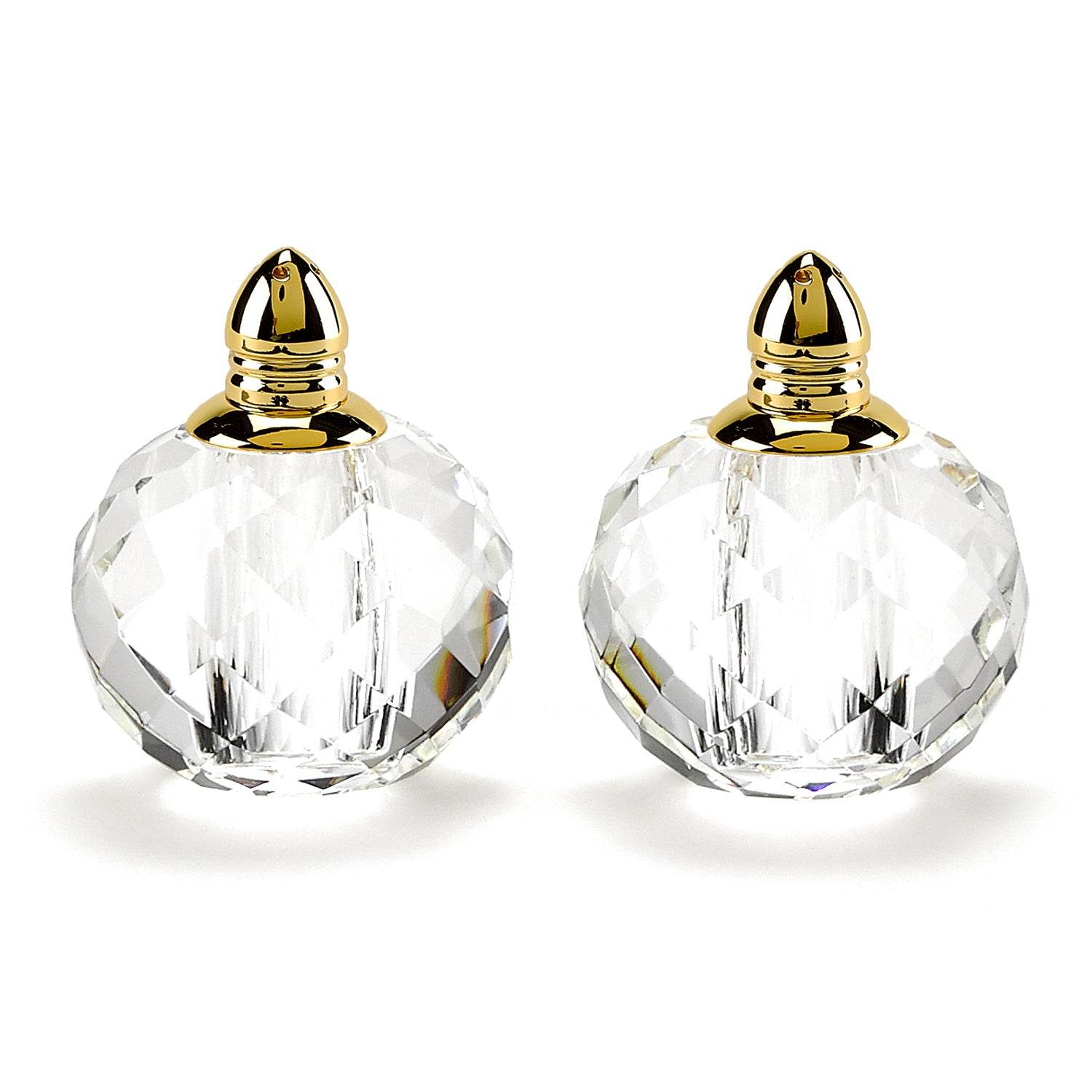 Set of Two Clear And Gold Crystal Geometric Pepper Shakers - Loft&Timber