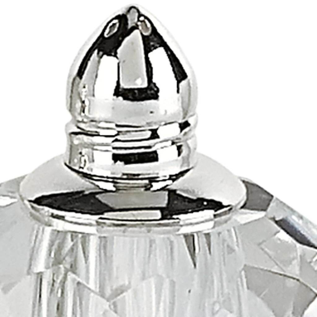 Set of Two Clear And Silver Crystal Geometric Pepper Shakers - Loft&Timber