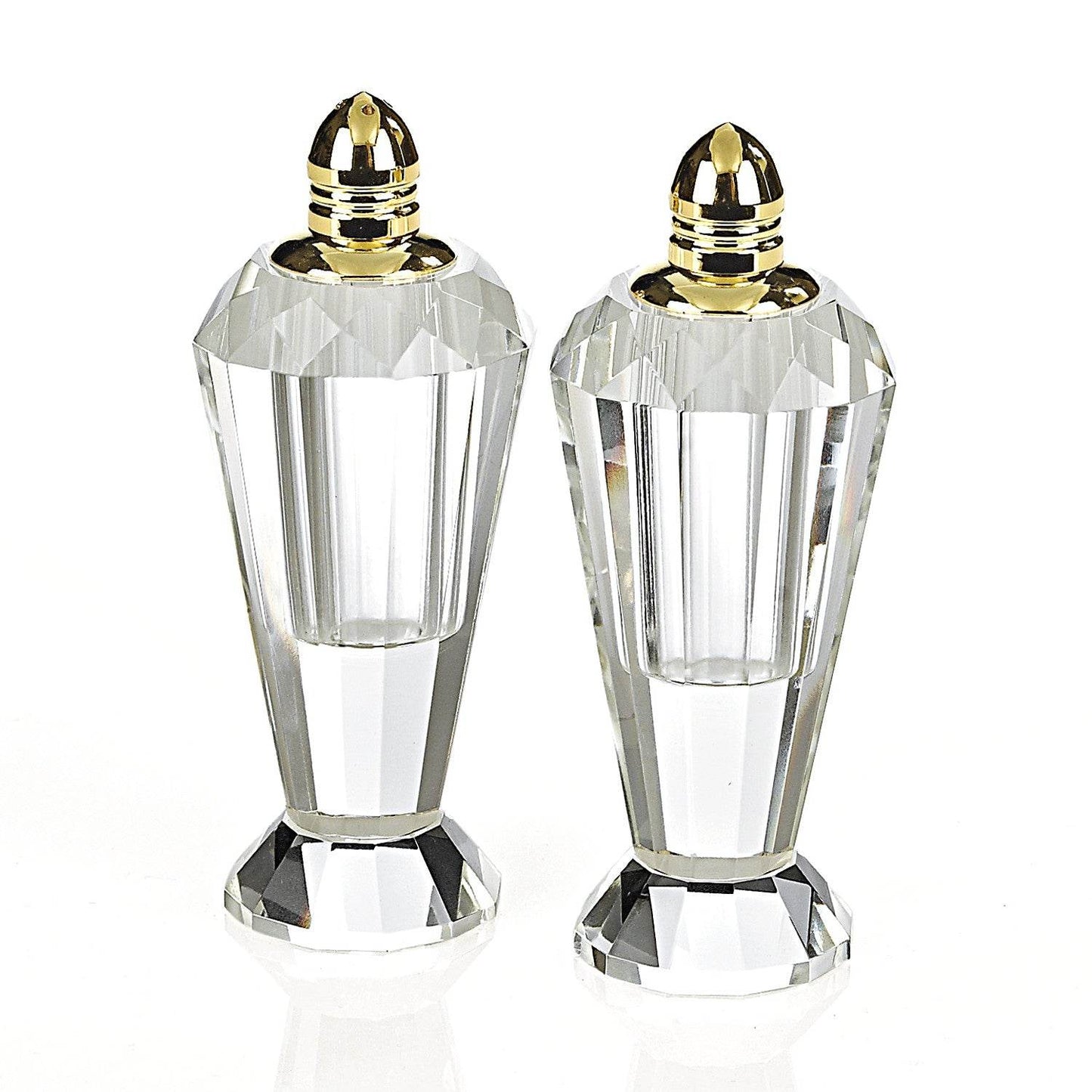 Set of Two Clear And Gold Crystal Geometric Pepper Shakers - Loft&Timber