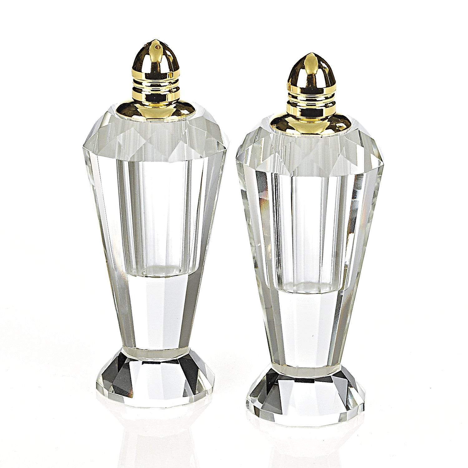 Set of Two Clear And Gold Crystal Geometric Pepper Shakers - Loft&Timber