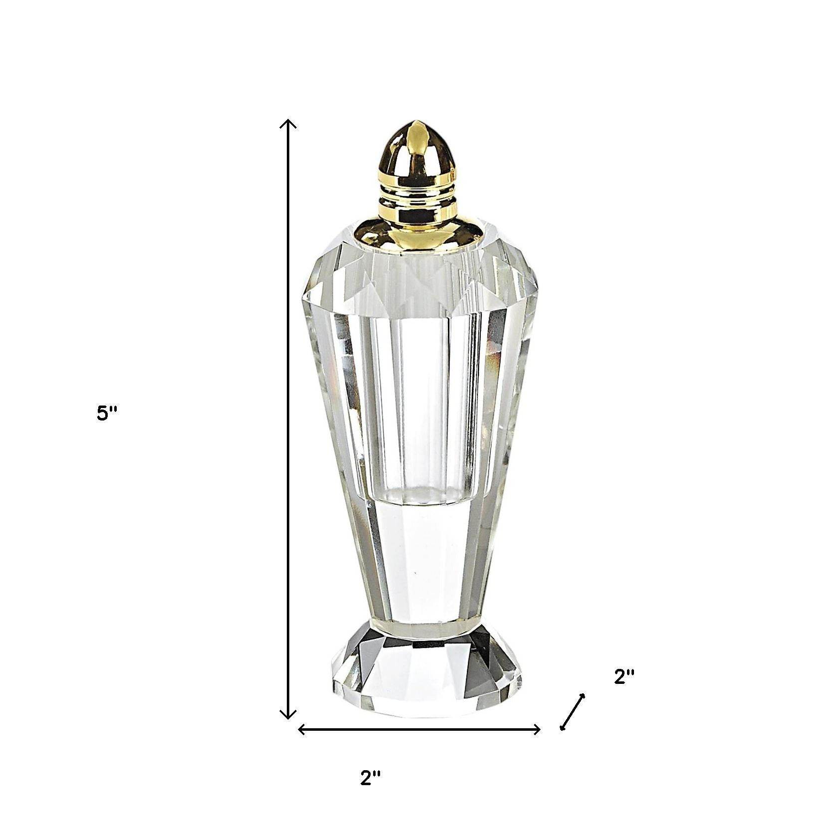 Set of Two Clear And Gold Crystal Geometric Pepper Shakers - Loft&Timber