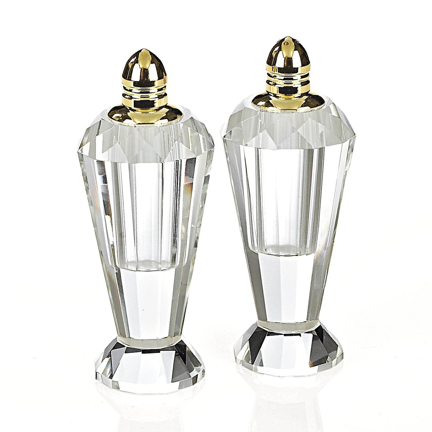 Set of Two Clear And Gold Crystal Geometric Pepper Shakers - Loft&Timber