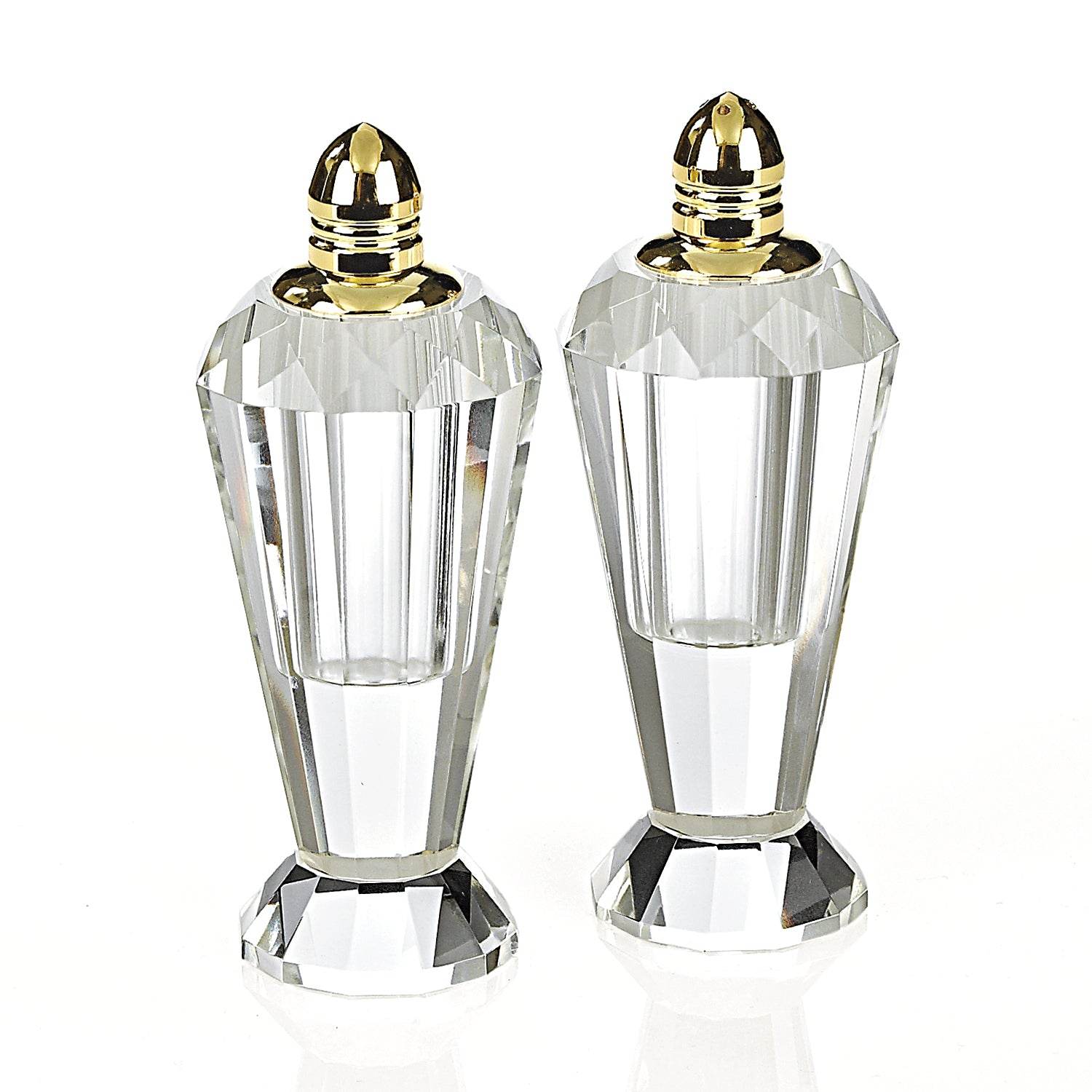 Set of Two Clear And Gold Crystal Geometric Pepper Shakers - Loft&Timber