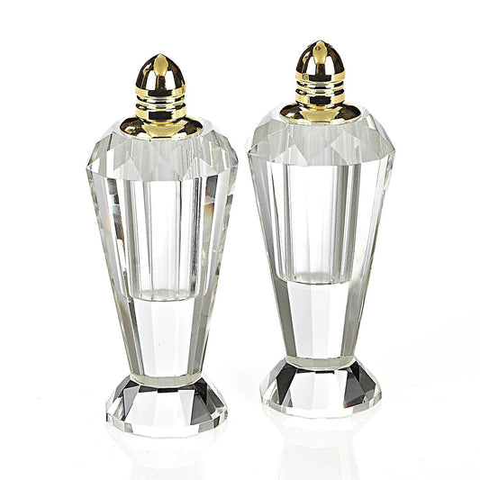 Set of Two Clear And Gold Crystal Geometric Pepper Shakers - Loft&Timber