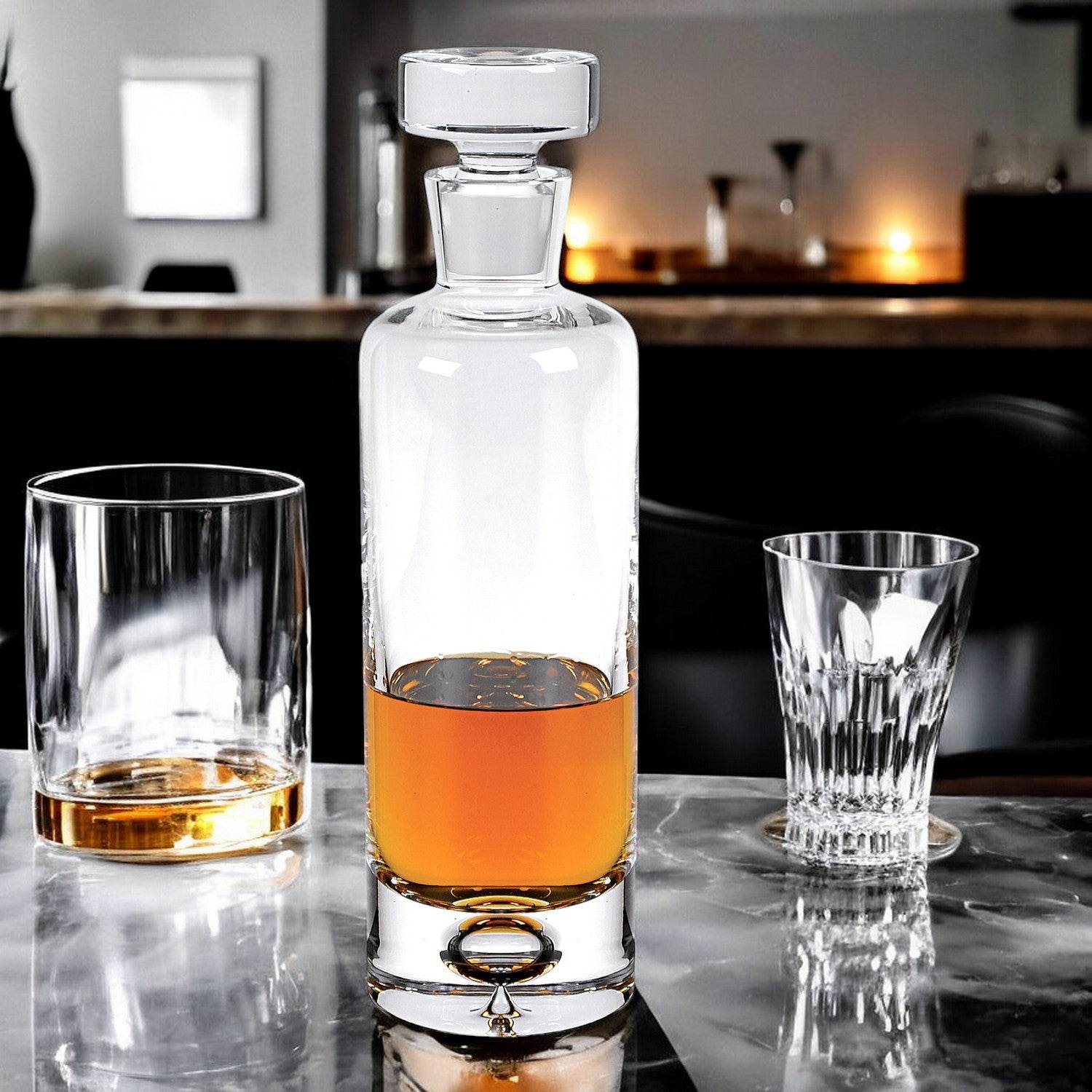 Mouth Blown European Crystal Round Decanter 28 Oz - Loft&Timber