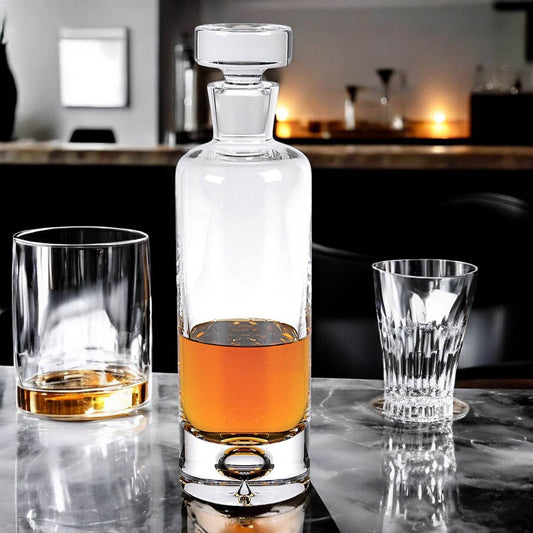 Mouth Blown European Crystal Round Decanter 28 Oz - Loft&Timber