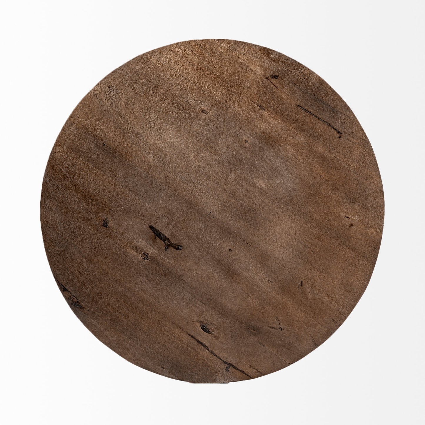41" Brown and Black Solid Wood and Metal Round Coffee Table - Loft&Timber