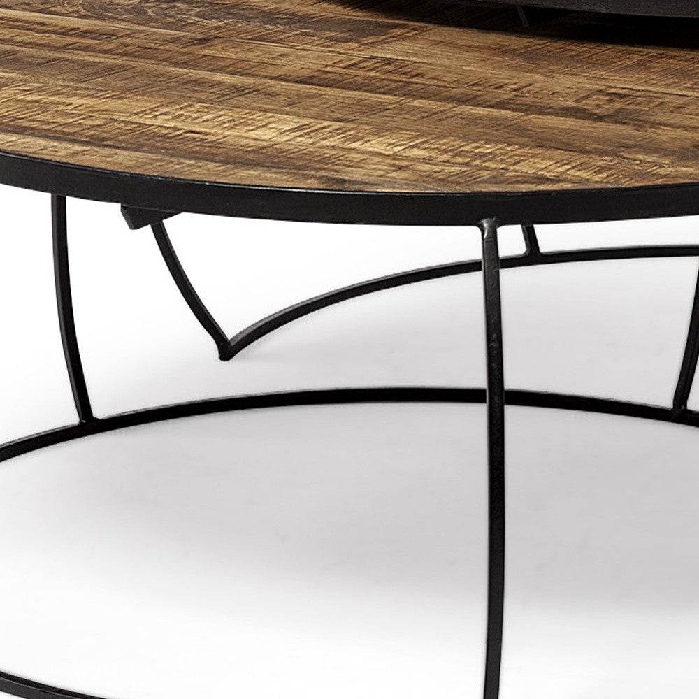 Brown and Black Wood and Metal Round Nested Coffee Tables - Loft&Timber