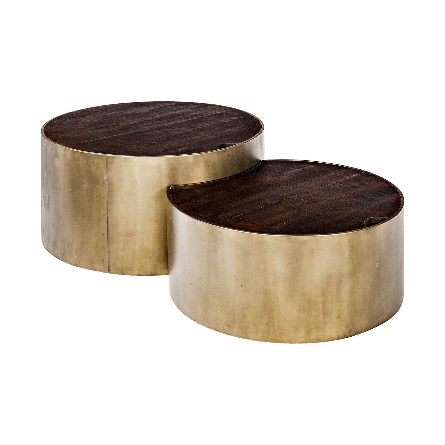 Brown Wood Round Nested Coffee Tables - Loft&Timber