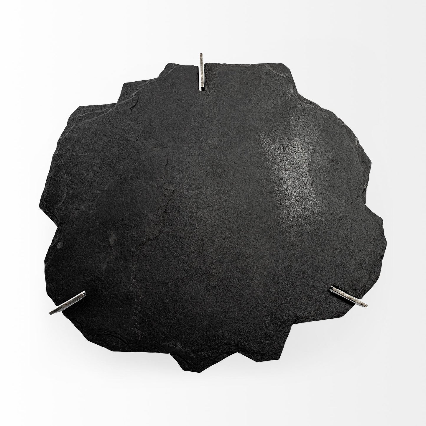 40" Black and Gold Stone and Iron Free Form Distressed Coffee Table - Loft&Timber