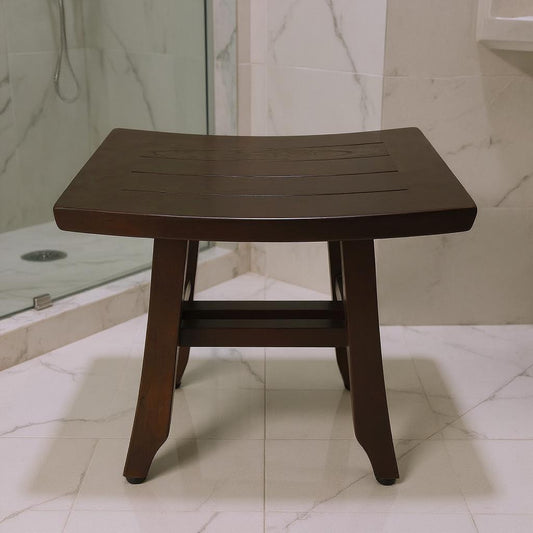 14" Brown Teak Shower Bench - Loft&Timber